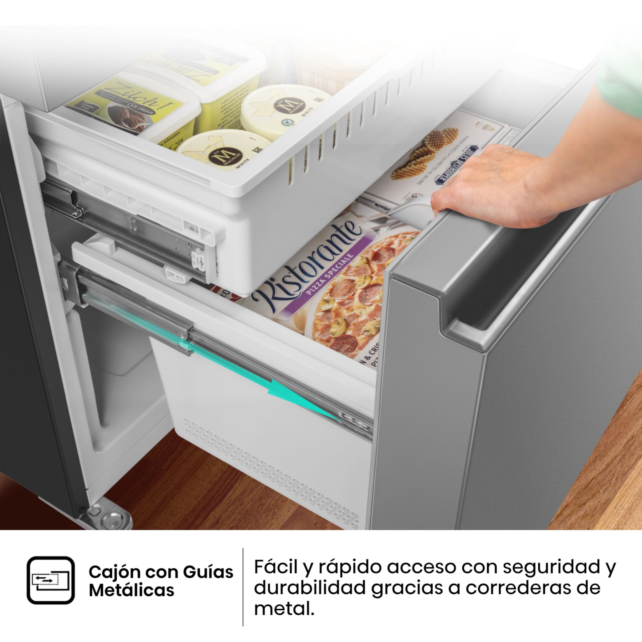 Hisense RF632N4WIE - Frigorífico Combi No Frost Inox Puerta Francesa, Con dispensador, No Frost, 2 Metros,Cajón, 337Litros, Sistema de flujo de aire, Acabado Inox, 485 litros