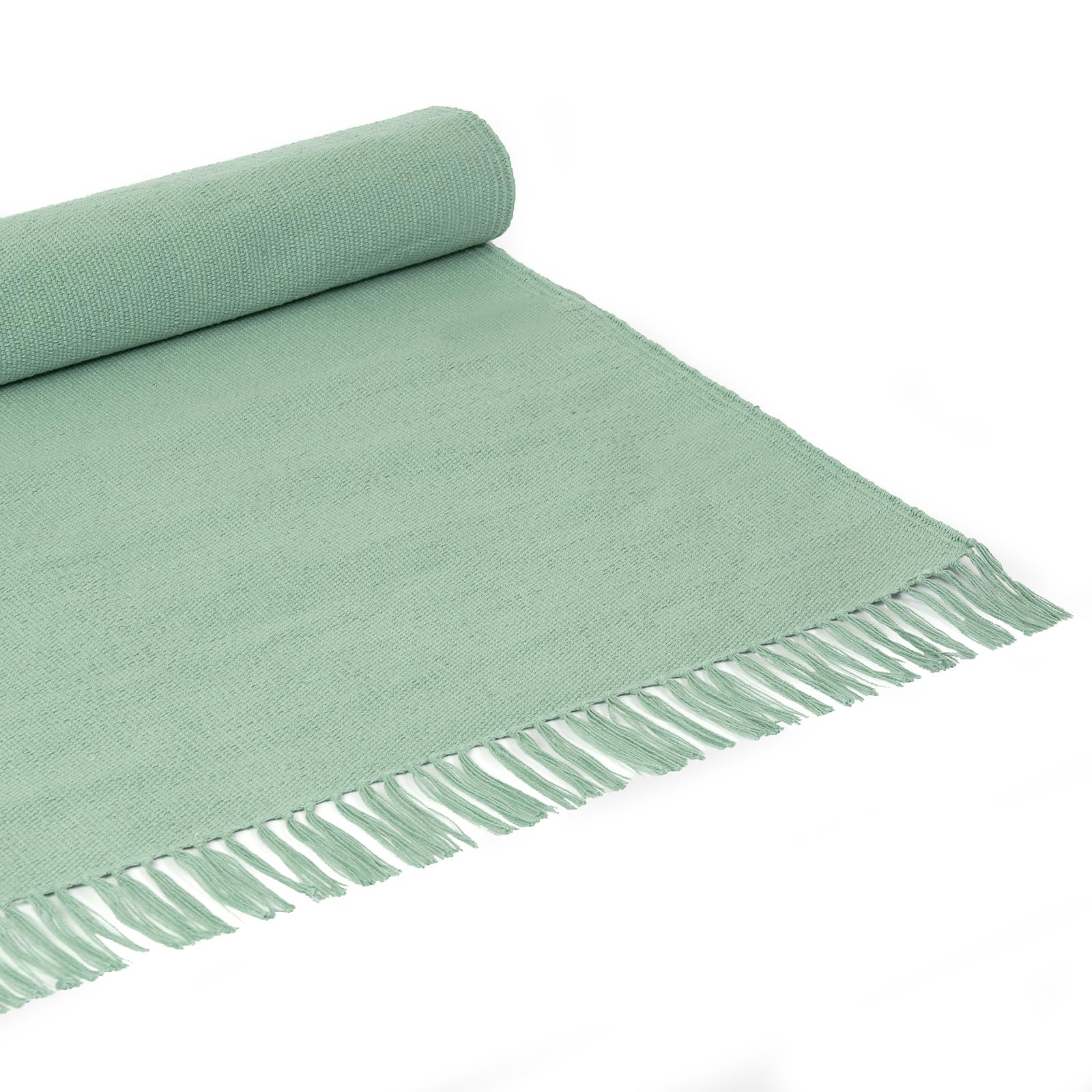 Yoga Studio Organic Mat - 196cm x 70cm Cotton Rug with Tassels for Meditation, Relaxation, Hot Yoga (Sage Green) โ image 1