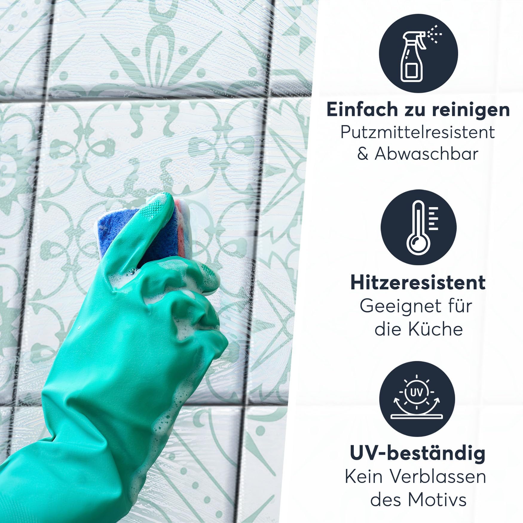 CREATISTO Fliesenaufkleber Fliesenfolie Mosaikfliesen - Hochwertige Sticker Aufkleber für Wandfliesen I Klebefliesen Deko Folien für Fliesen Ornament in Bad u. Küche (15x20 cm I 12 -Teilig)