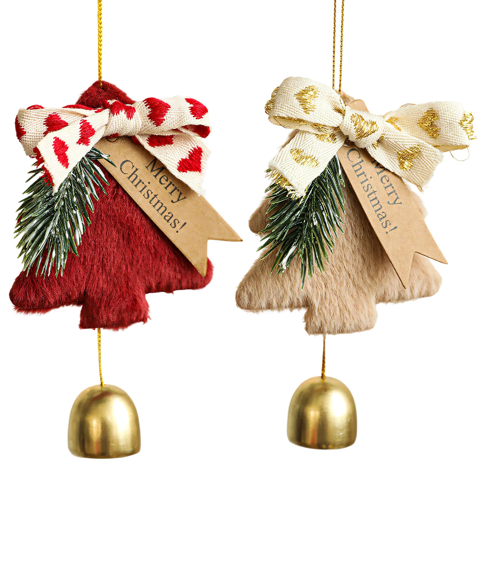 2Pcs Christmas Decorations, Christmas Bells, Red & Khaki Christmas Tree Decoration Items, Holiday Season Accessories, Festive Home Decor-image-13