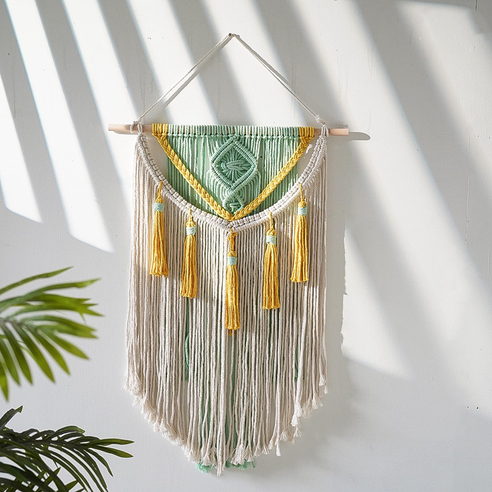 YHXBD Boho makrama wisząca na ścianę, ręcznie tkana bawełniana lina gobelin bohema kolorowy chorągiewki baner dekoracja ścienna do sypialni salonu, A-01, 50 x 70 cm