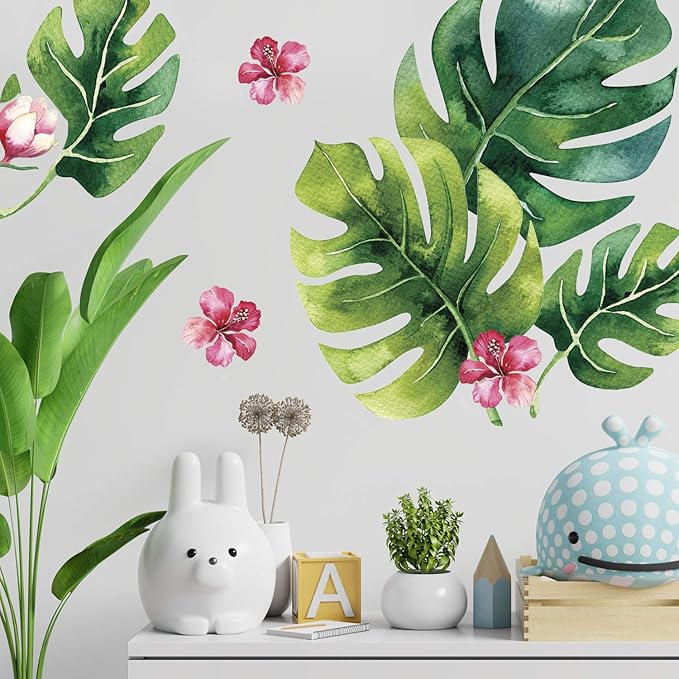 Tropical Flower Palm Leaf Wall Stickers Tropical Leaves