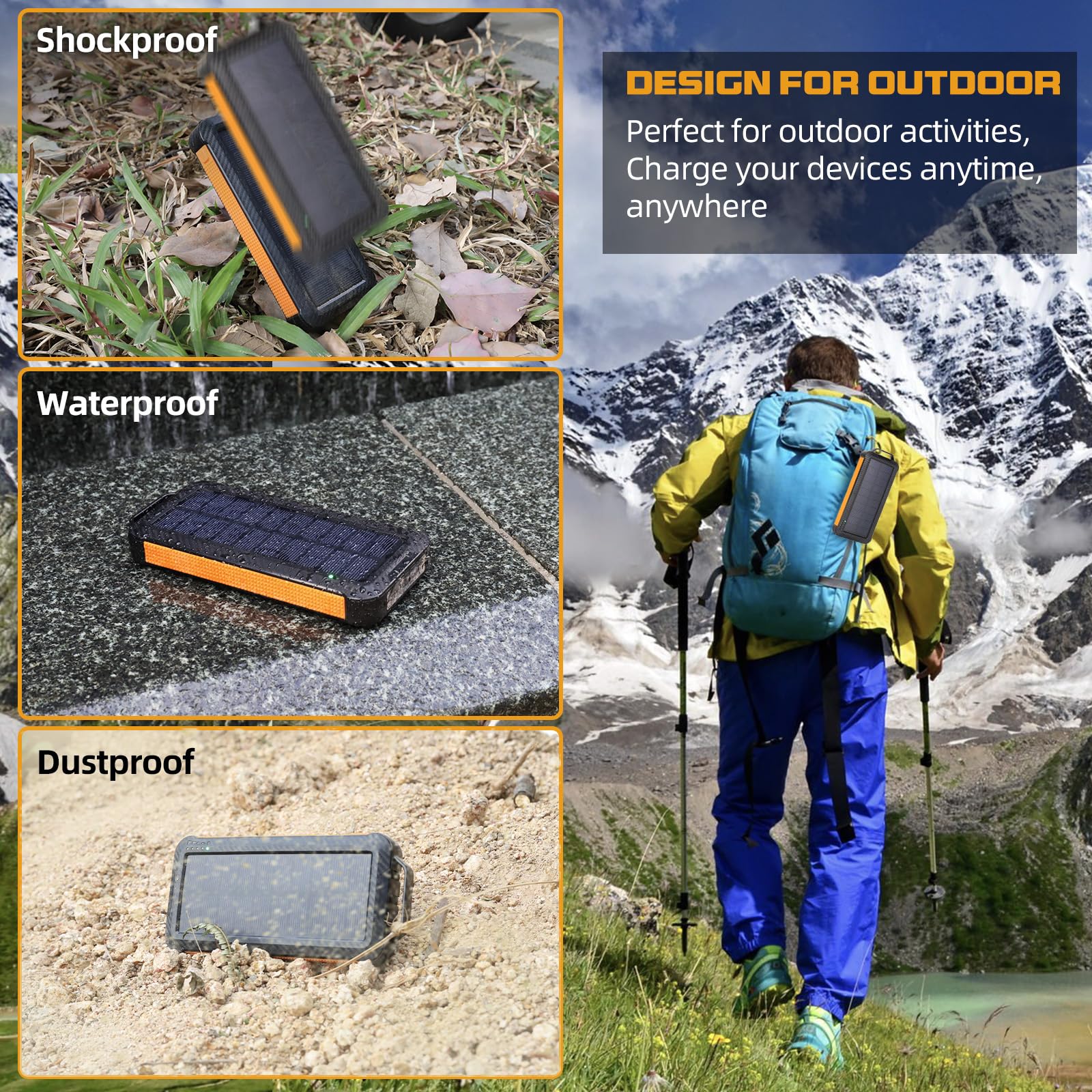 Batterie Externe Solaire 16800mAh Chargeur Solaire Sans Fil Panneau