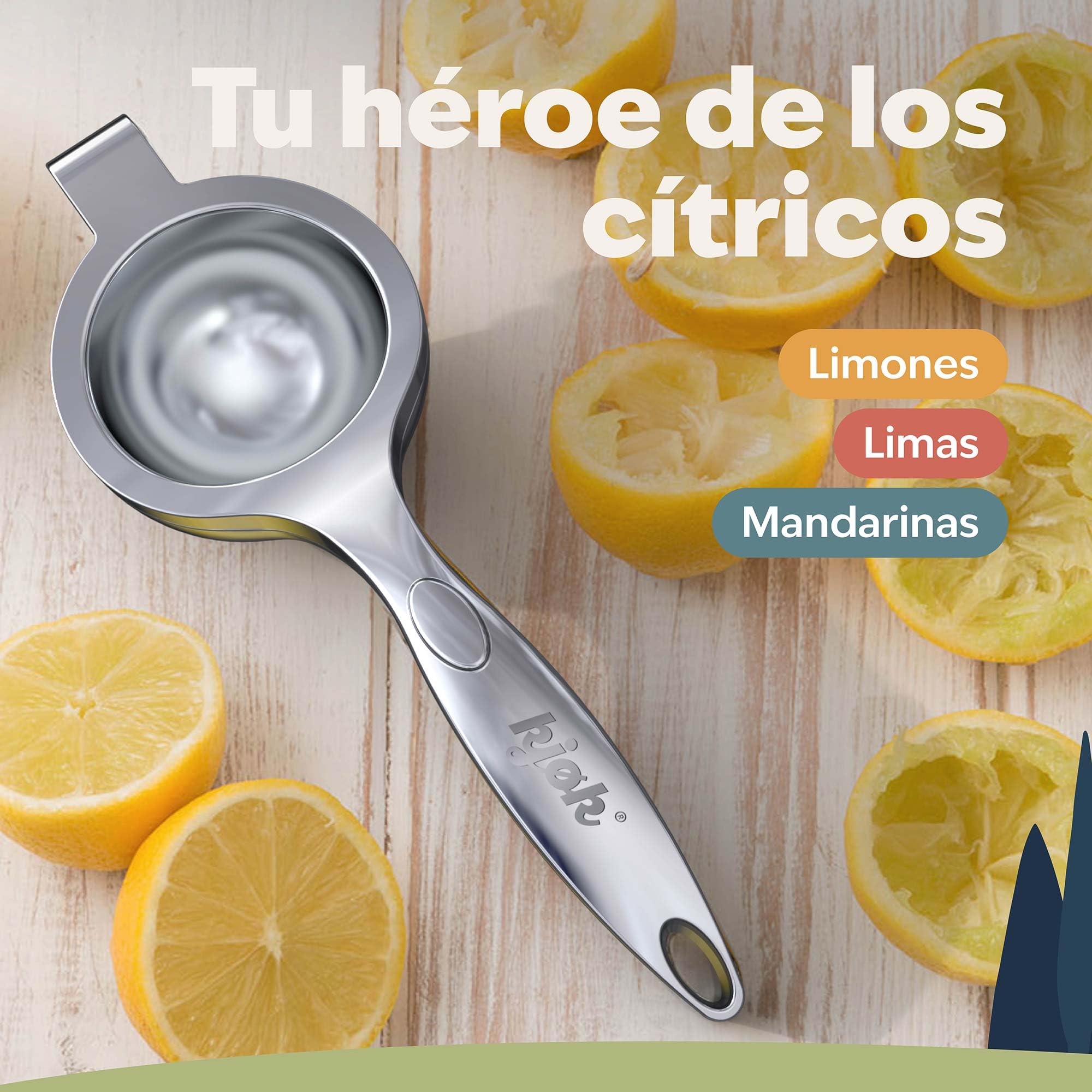 kjøk Premium Exprimidor de limón manual – exprimidor de cítricos para limones, limas y naranjas pequeñas – zumo sin semillas y sin esfuerzo, apto para lavavajillas – para cocina, bar y cócteles
