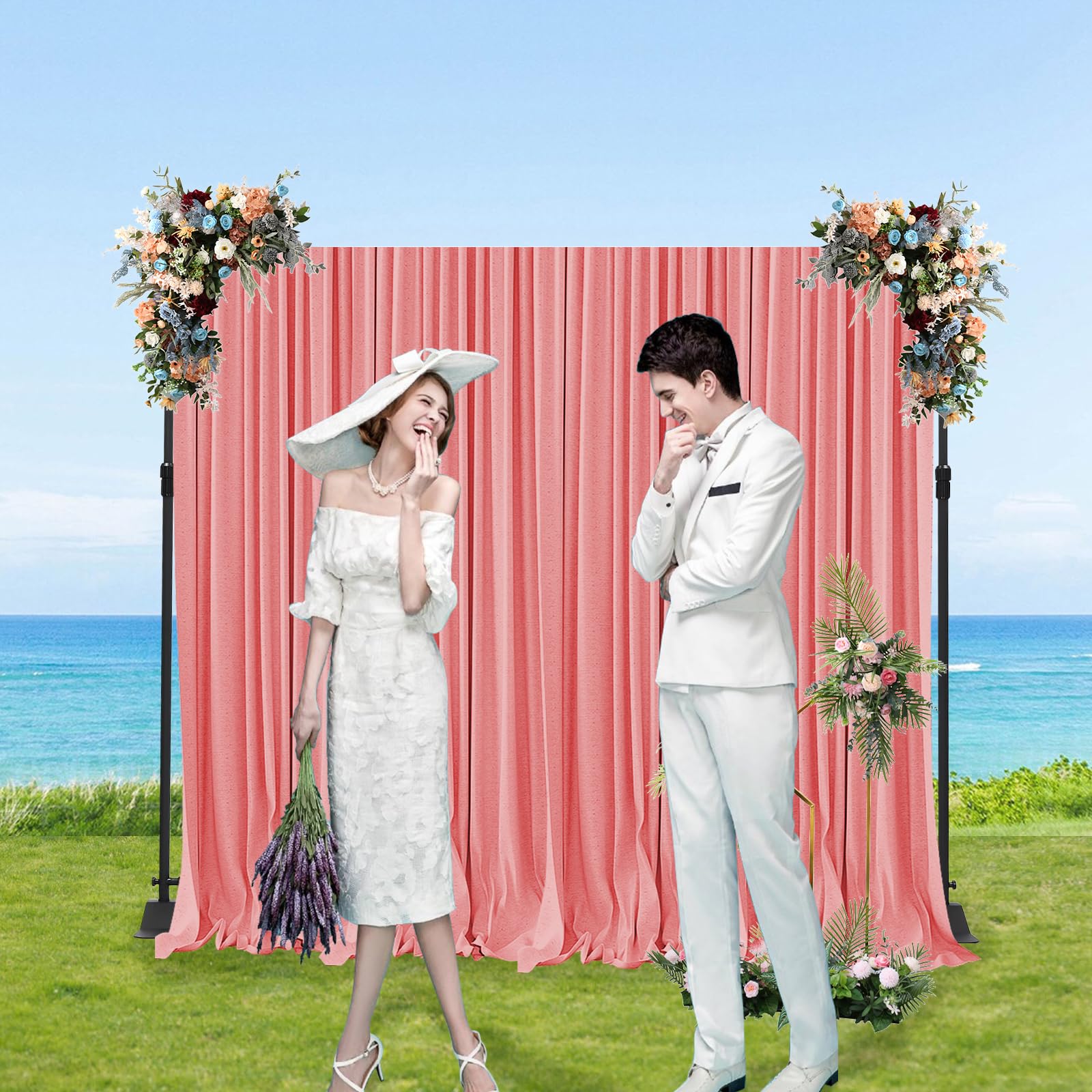 WOQLIBE Backdrop Stand,10.83x10.83ft Adjustable Photo Backdrop Stand Kit w/ 4 Crossbars, 4 Background Clamps & Carrying Bag for Portrait, Wedding, Studio Photography, Festival Decor