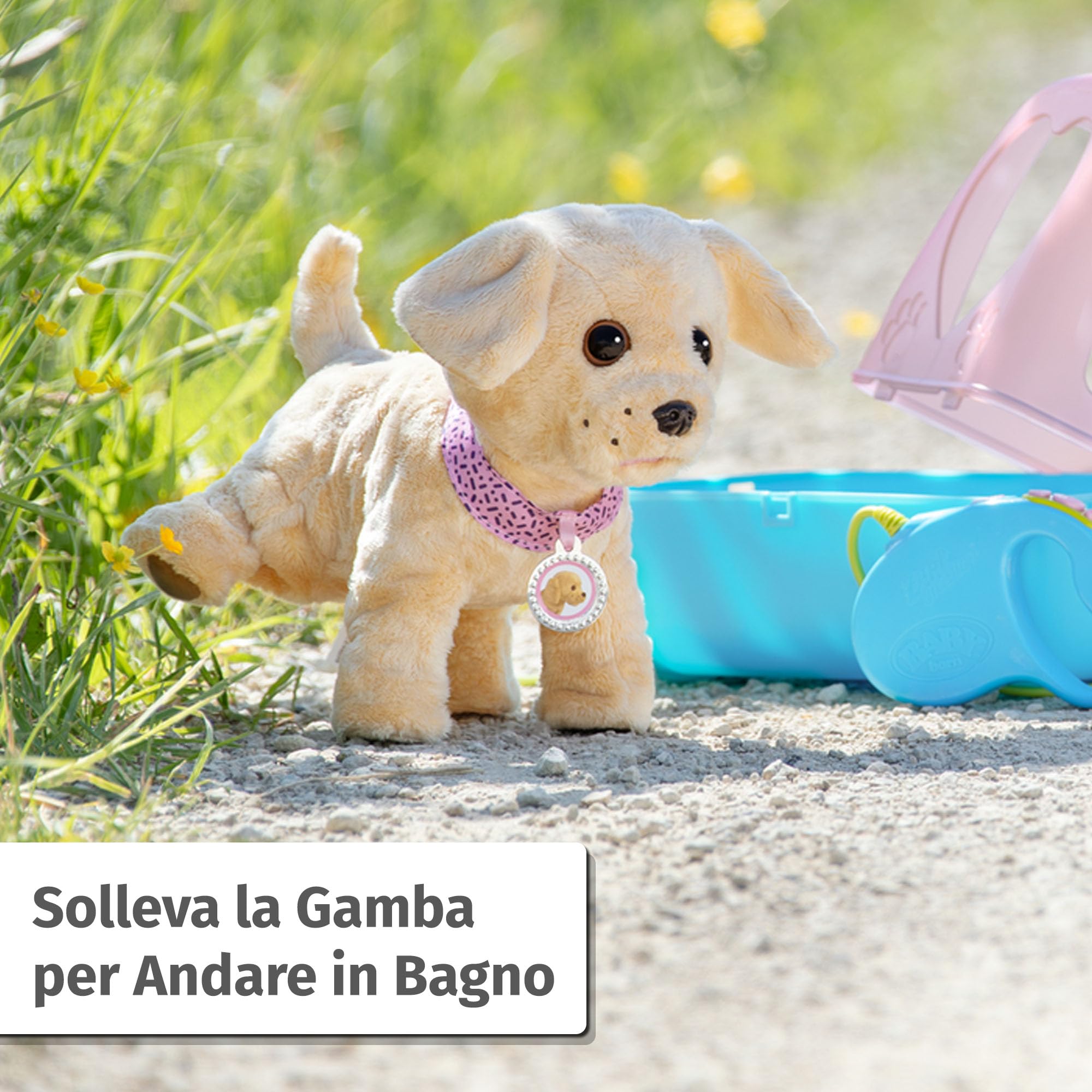 BABY born Il mio cane Lucky con trasportino | 5 funzioni, trasportino, batterie necessarie