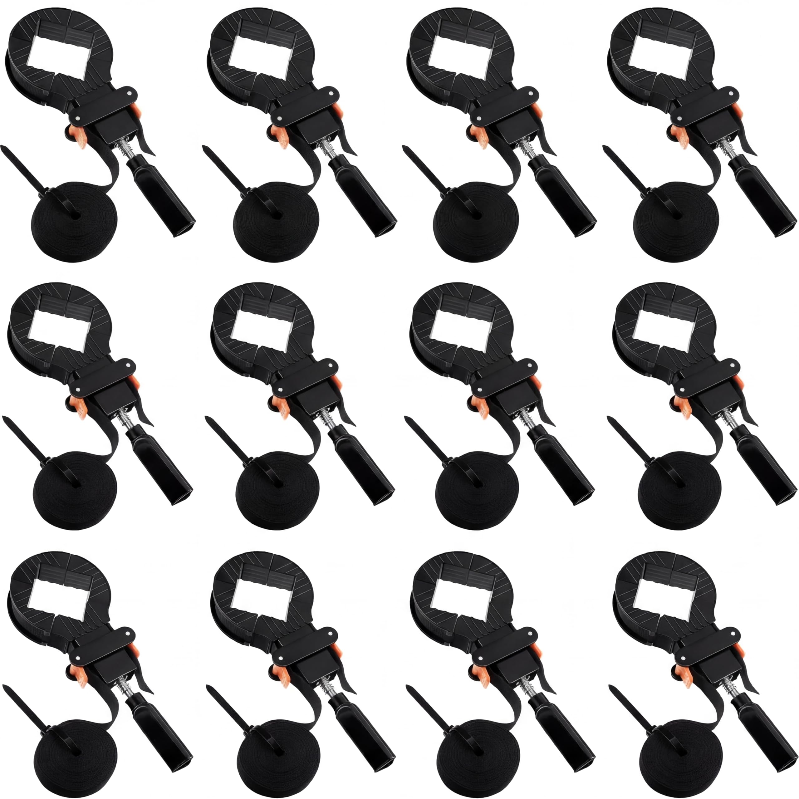 12 Pcs Band Clamp, 13FT Strap Clamps for Woodworking with 4 Corner Claws