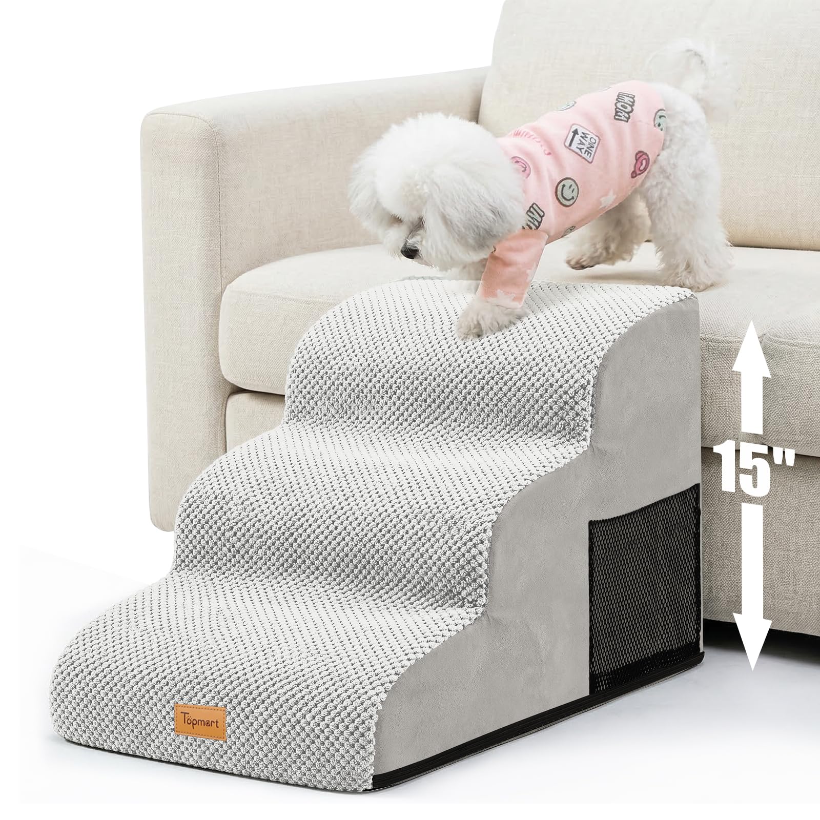 Topmart 3 Tiers Foam Dog Ramps/Steps, Non-Slip Pet Steps