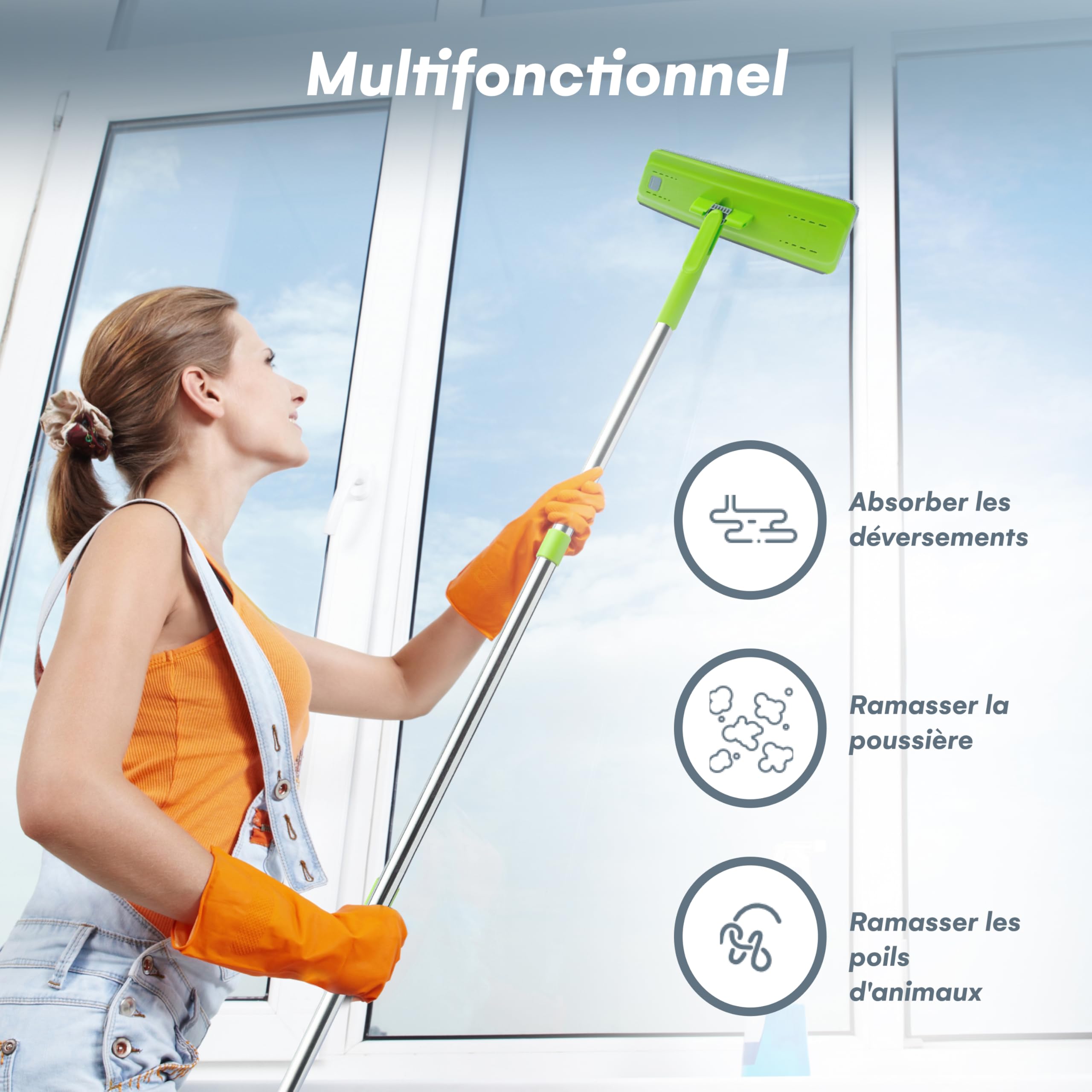 Serpillère Microfibre Et Seau Double Chambre - Nettoyage Humide/Sec - Blanc
