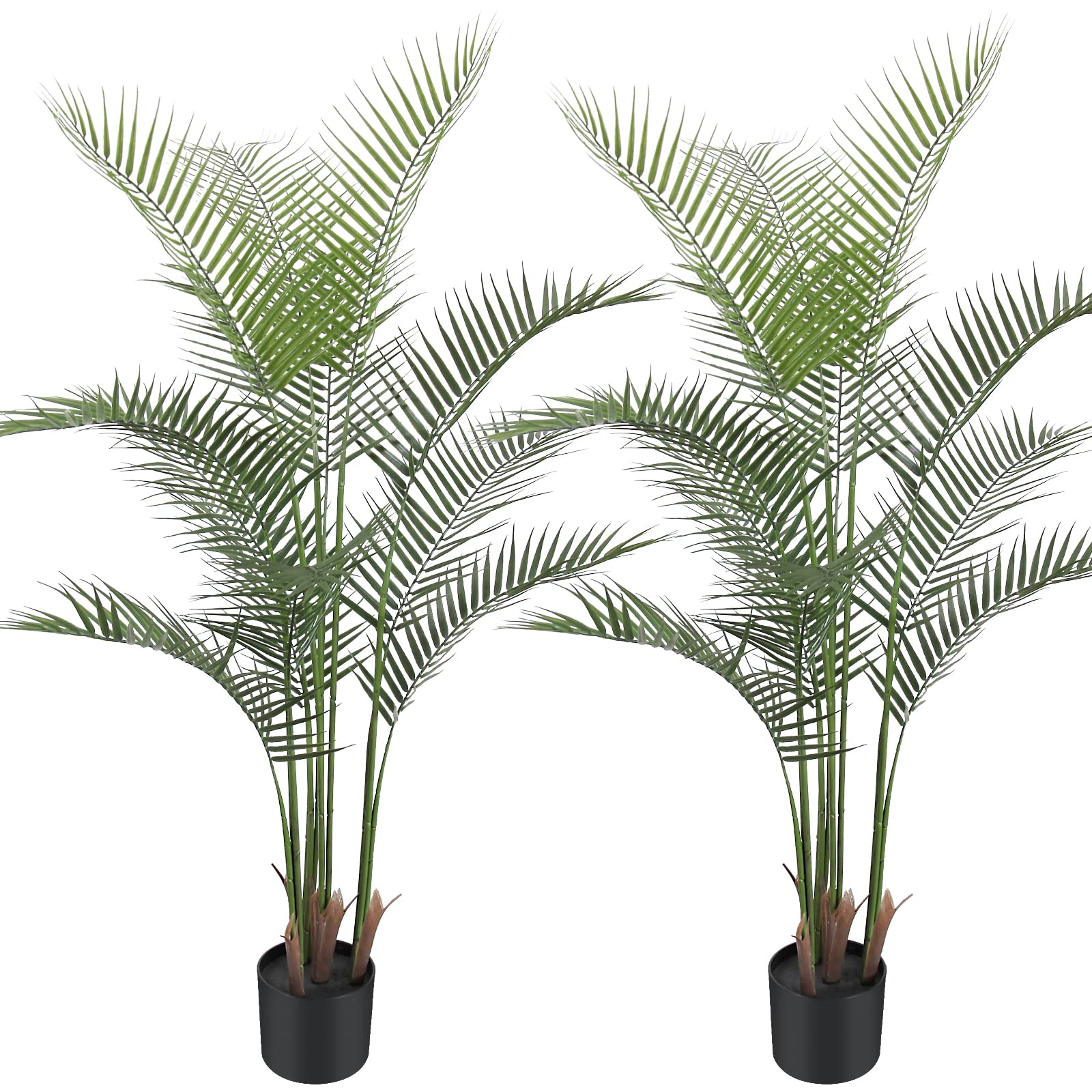 Melli WelliMelli Welli Artificial Palm Plant 5Feet Fake Palm Tree with 12 Trunks Perfect Faux Dypsis Lutescens Plants in Pot for Indoor Outdoor House Home Office Garden Modern Decor Housewarming Gift (2Pack)