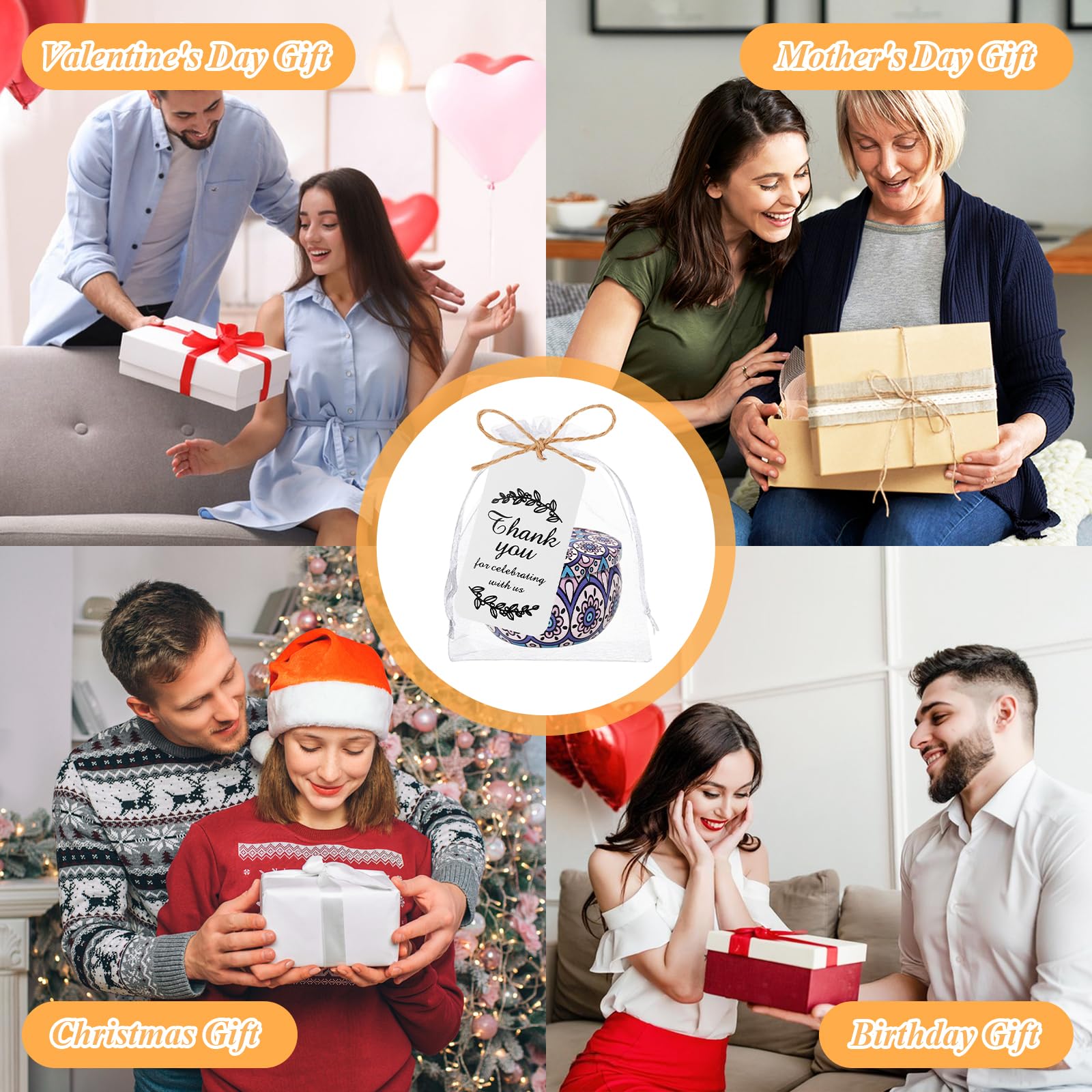 48 Stück Duftkerzen Geschenkset Langlebige Sojawachs Aromatherapie Kerzen für Zuhause Hochzeit Babyparty Brautparty Gastgeschenke Weihnachten Geburtstag Geschenke für Frauen