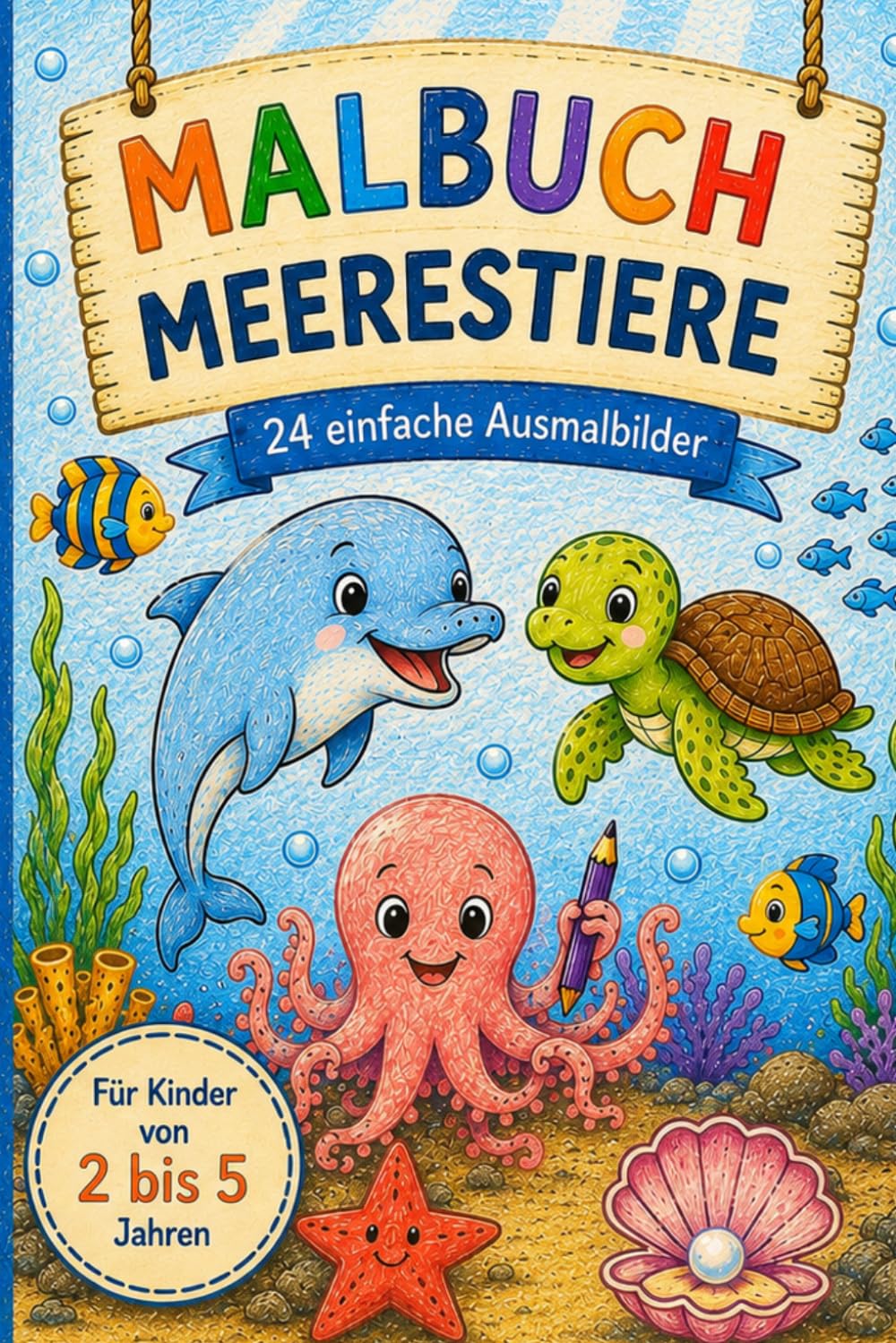 Malbuch Meerestiere: 24 einfache Ausmalbilder (Malbücher)