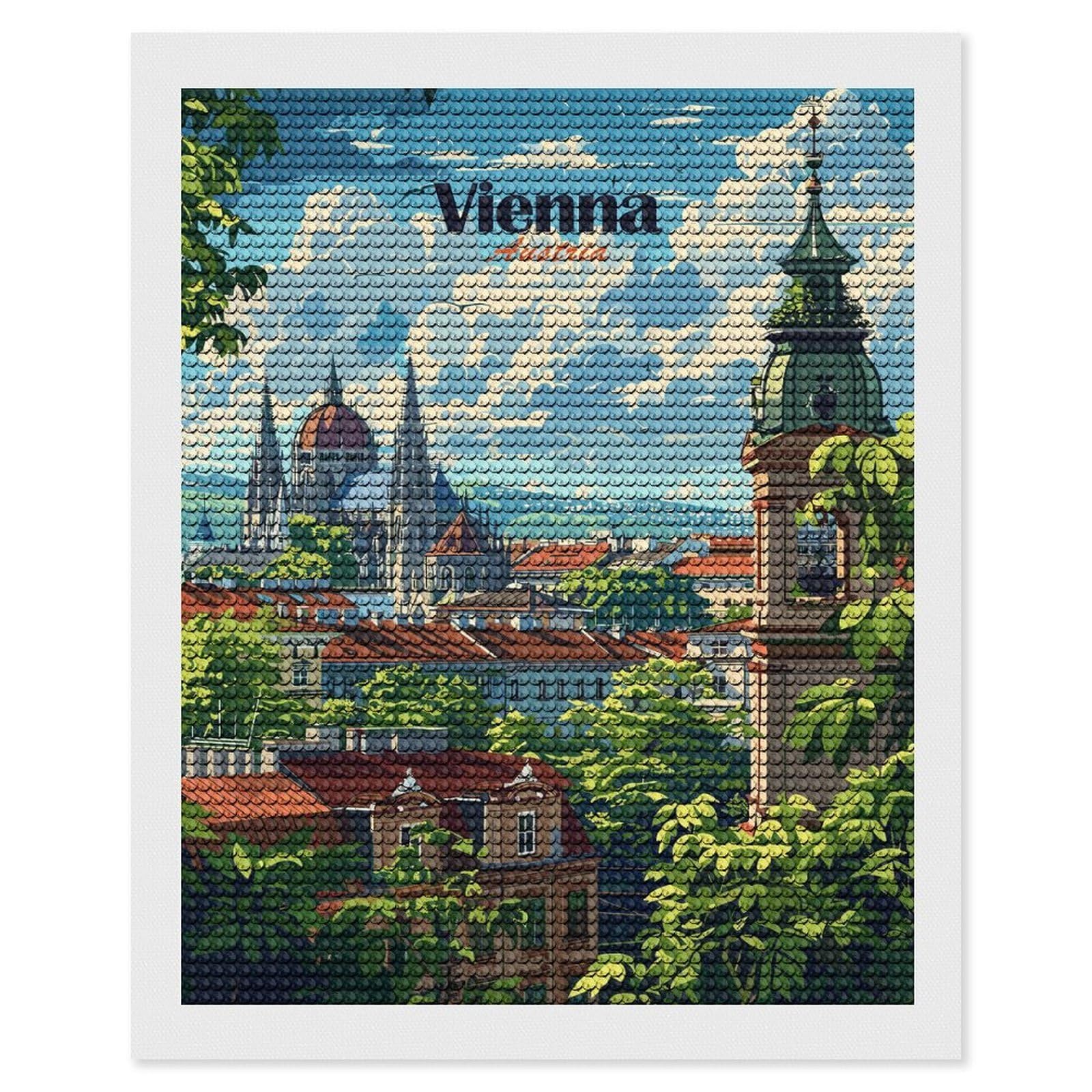 Junmoney Vienna Cityscape Full Drill Diamond Painting Kit 16"x20", for Teens, Calming Craft to Unwind, Home Wall Decor, Christmas Gift