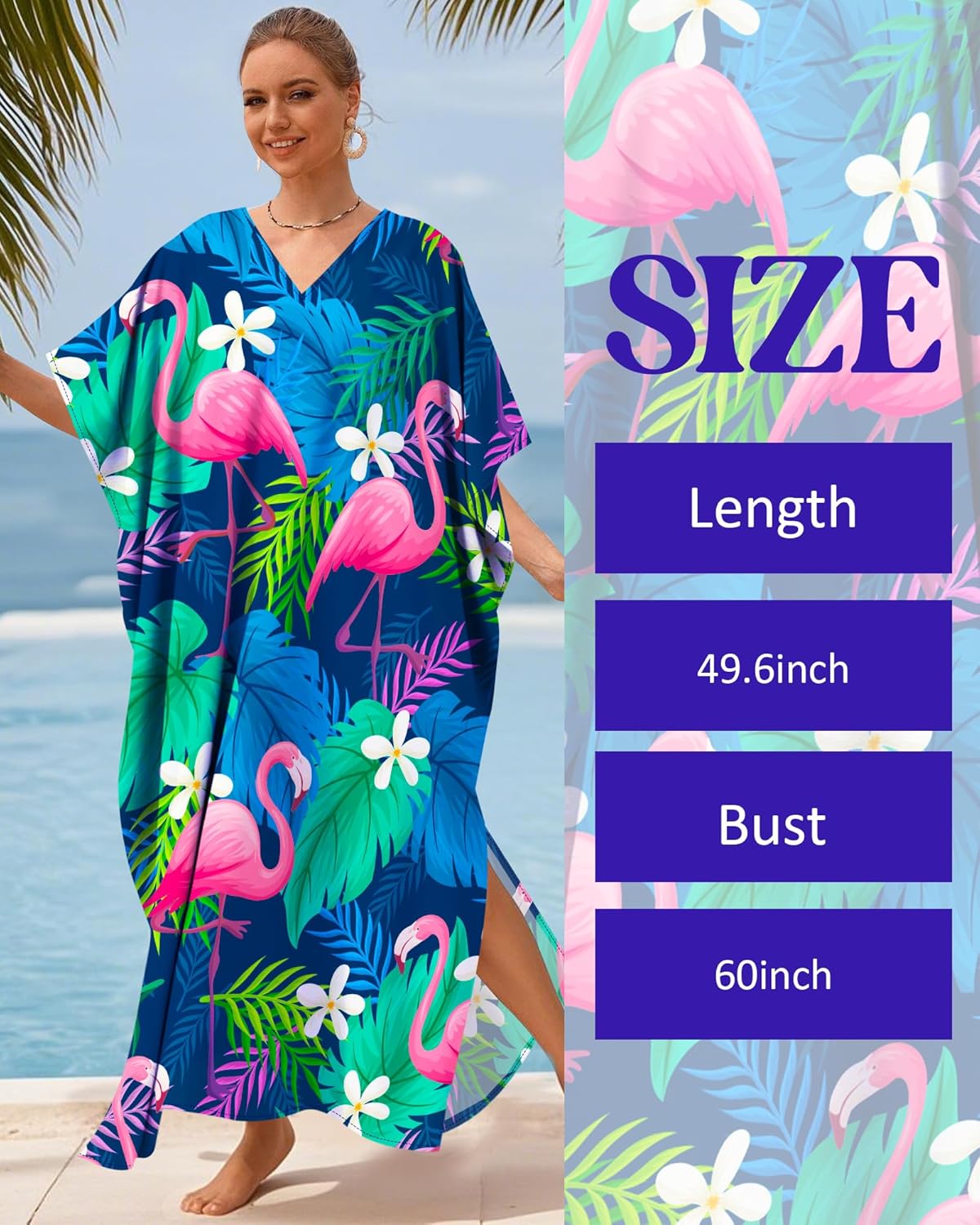 Nidoul Kaftan Dresses for Women Plus Size Bathing Suit Cover Up Long Swimsuit Coverup Swim Summer Beach Caftans Loungewear - Image 8
