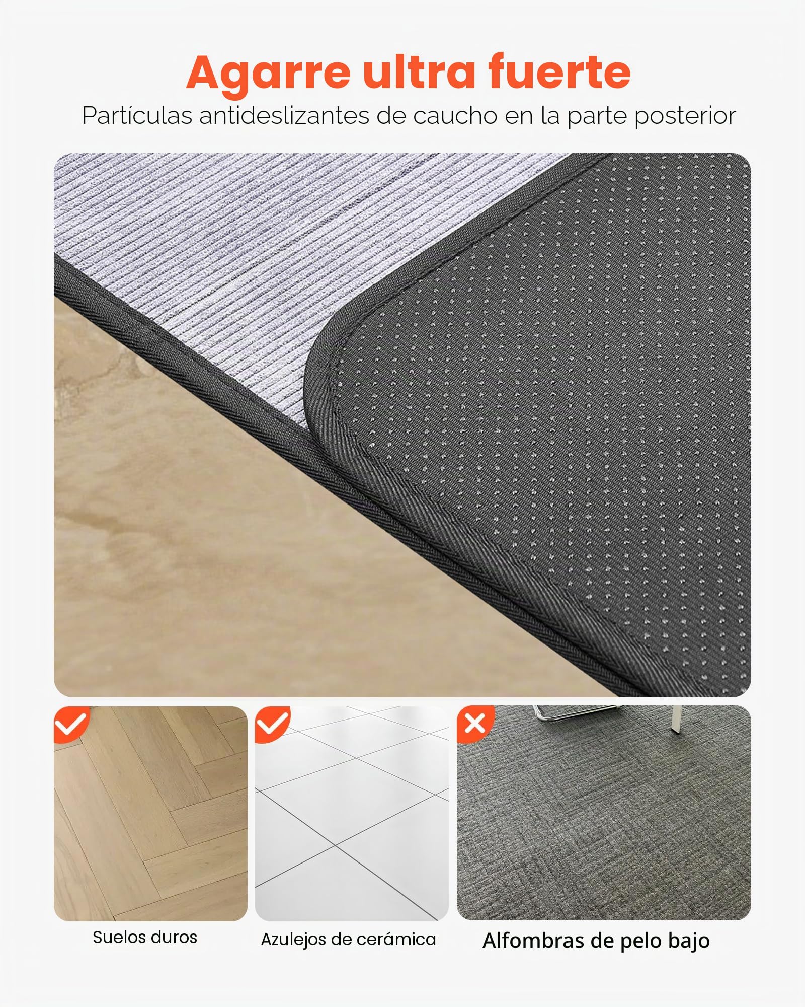 VEVOR Alfombra Protectora para Suelos Duros 1219,2 x 914,4 mm Alfombrillas para Silla de Oficina Superficie de Pana Antideslizante Fácil de Limpiar Deslizamiento Suave para Hogar, Oficina, Gris