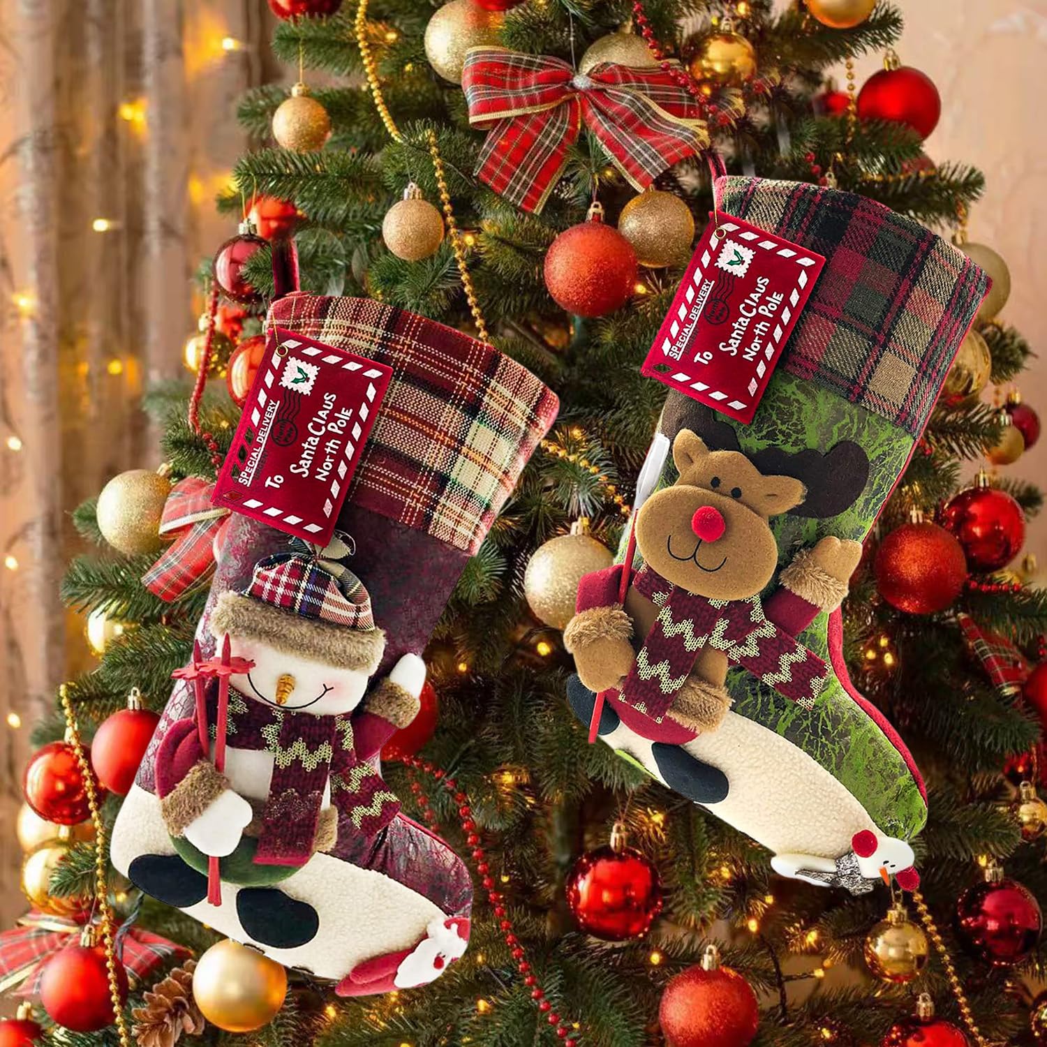 6 Pz Ciondoli Natalizi in Feltro, Calze di Natale/Albero/Guanti natalizi/pupazzo di neve di Lana per Dell'Albero di Natale Decorazioni per Alberi di Feltro di Natale con Ornamenti
