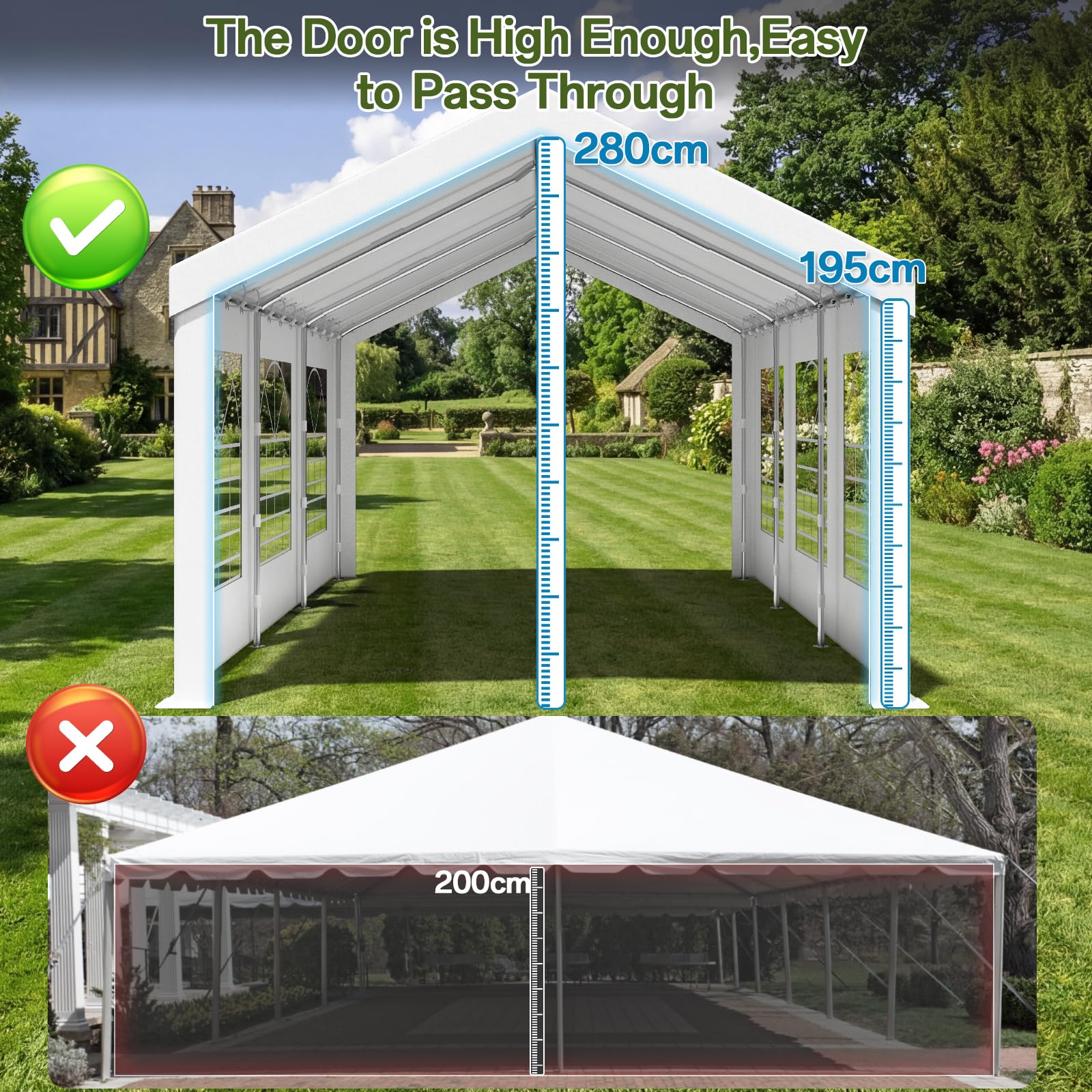 JUMMICO Pavillon Partyzelt Wasserdicht Stabil PE Plane 450 N 170g Gartenzelt UV Schutz 50+ Zelt Festzelt Bierzelt Gartenpavillon für Garten, Party, Festival, Hochzeit, weiß (3 X 6M)