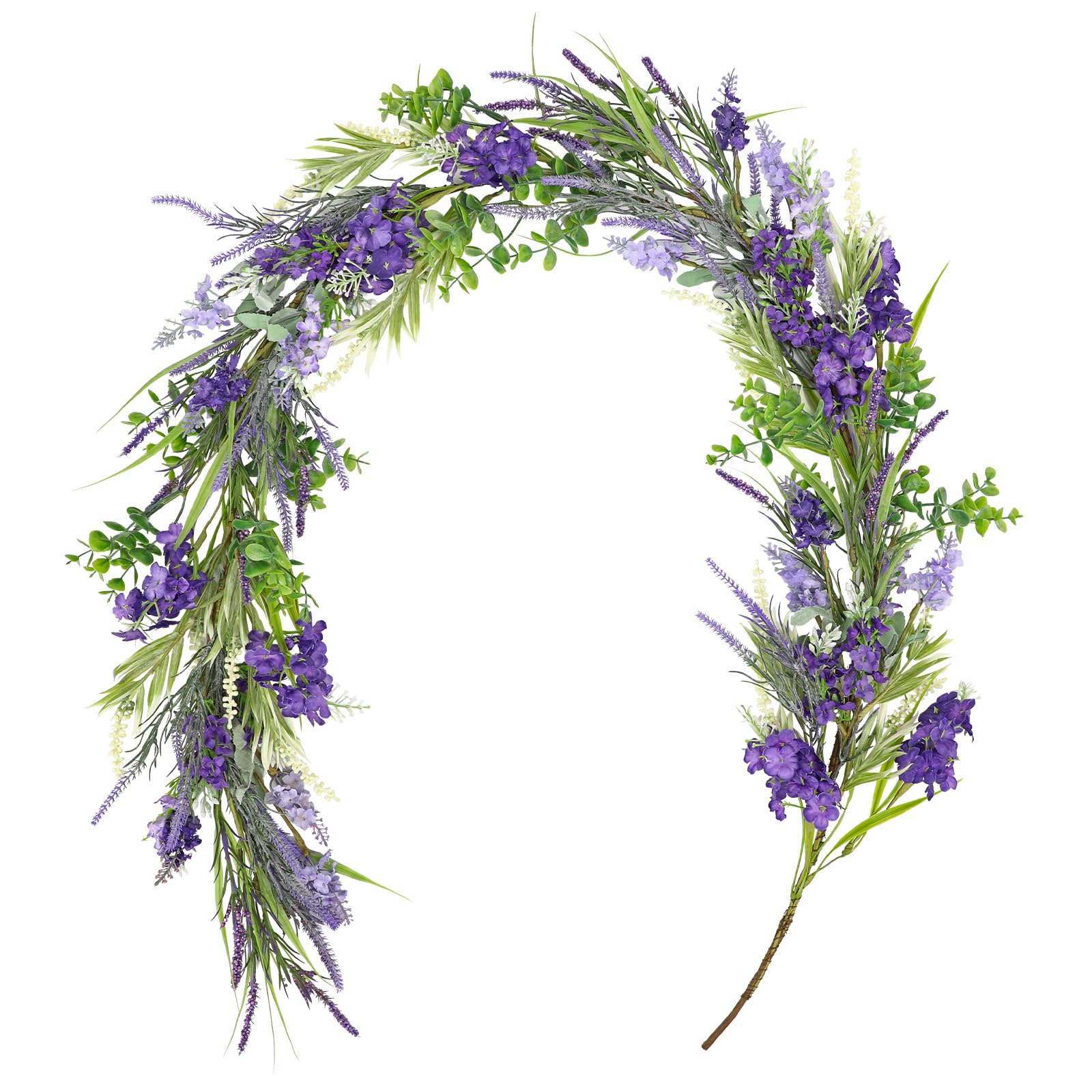 Arborus Artificial Lavender Garland 5FT Eucalyptus Garlands Fake Purple Flower Garlands Faux Greenery Vines Floral Garland Decoration for Wedding Fireplace Home Table Decoration