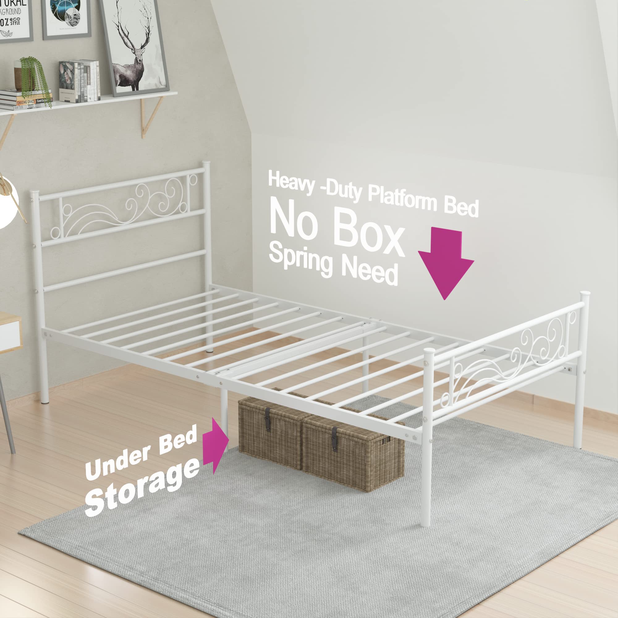 HOMCOM Struttura Letto Una Piazza E Mezza In Acciaio 145x211x106 Cm Con Doghe, Testiera E Spazio Portaoggetti Nero 91409400