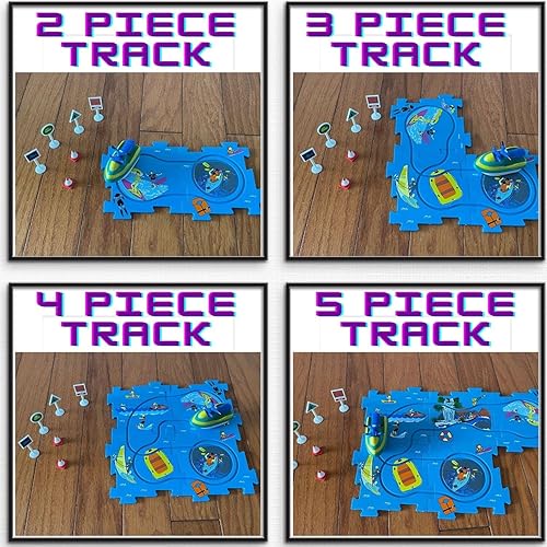 Miniatura 9 de Juego de pista de rompecabezas  Vehículo de juguete a pilas y tapete de juego de rompecabezas de piso  Juegos de 16 piezas  Vehículo temático de