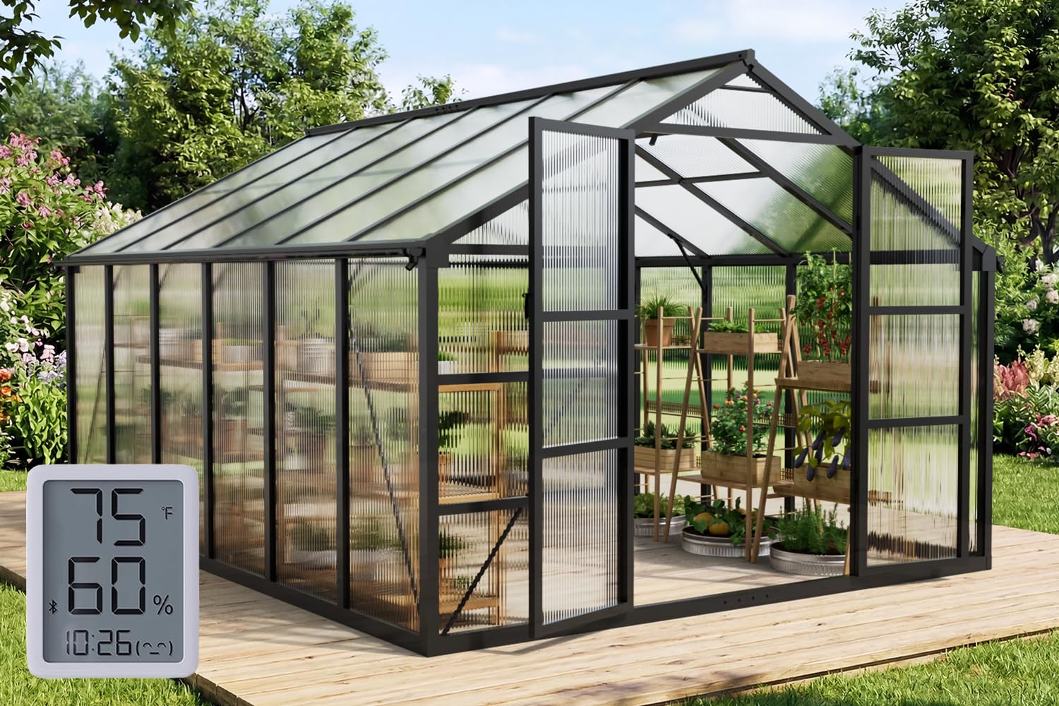 Sylviera 10x12 FT Polycarbonate Greenhouse