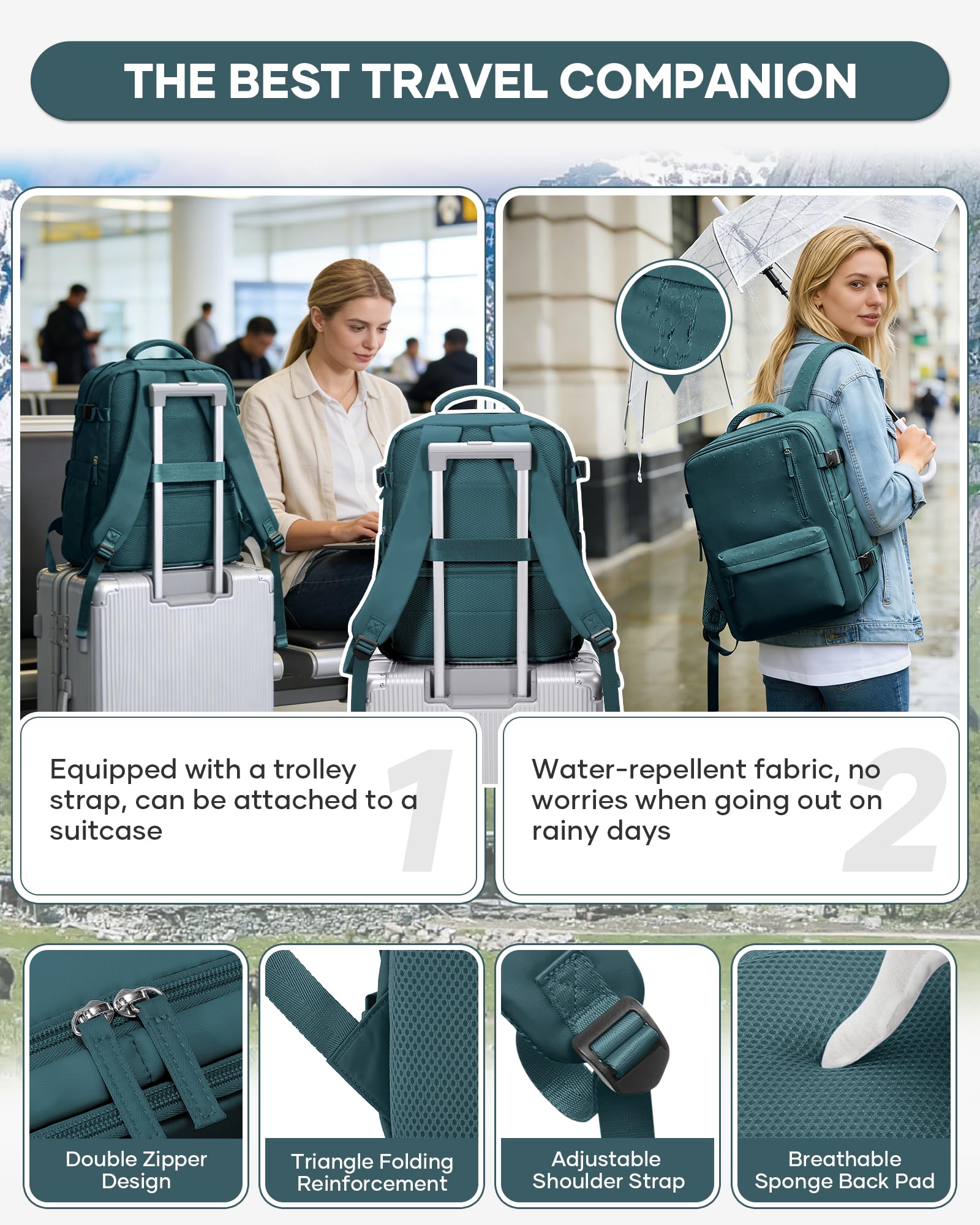 BJLFS Zaino Ryanair 40x30x20 Sottovuoto con Pompa Zaino da Viaggio Ryanair 40x20x25 Borse da Cabina per Wizzair Bagaglio a mano Easyjet 45x36x20 Sottovuoto Zaino Casual per Laptop verde