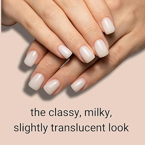 Miniatura 4 de Alice & Bella Tiras de uñas de gel color blanco lechoso, color blanco lechoso ombré, elegante manicura neutra color nude para cualquier ocasión y