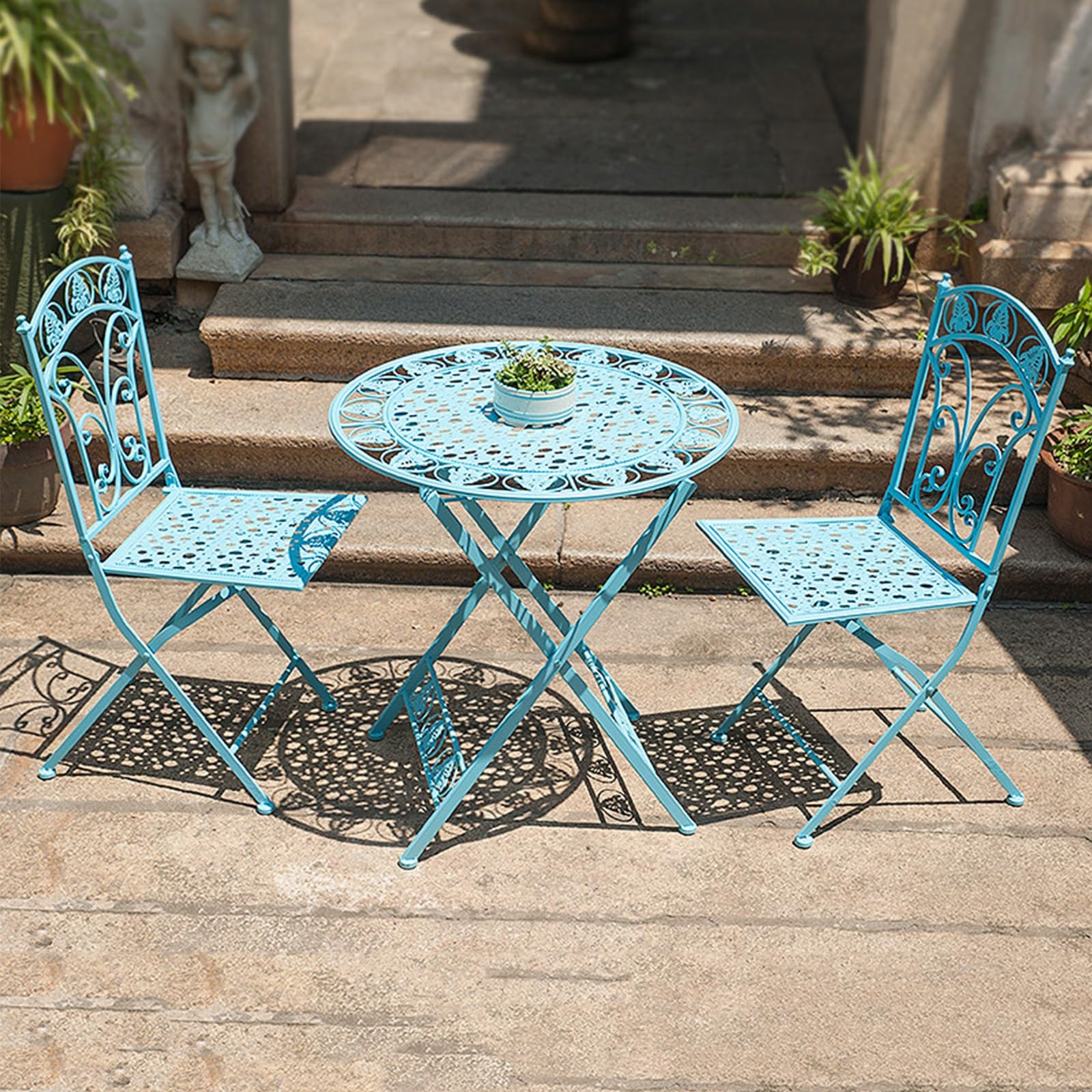 Juego de bistró plegable antioxidante para balcones estrechos y terrazas sin espacio