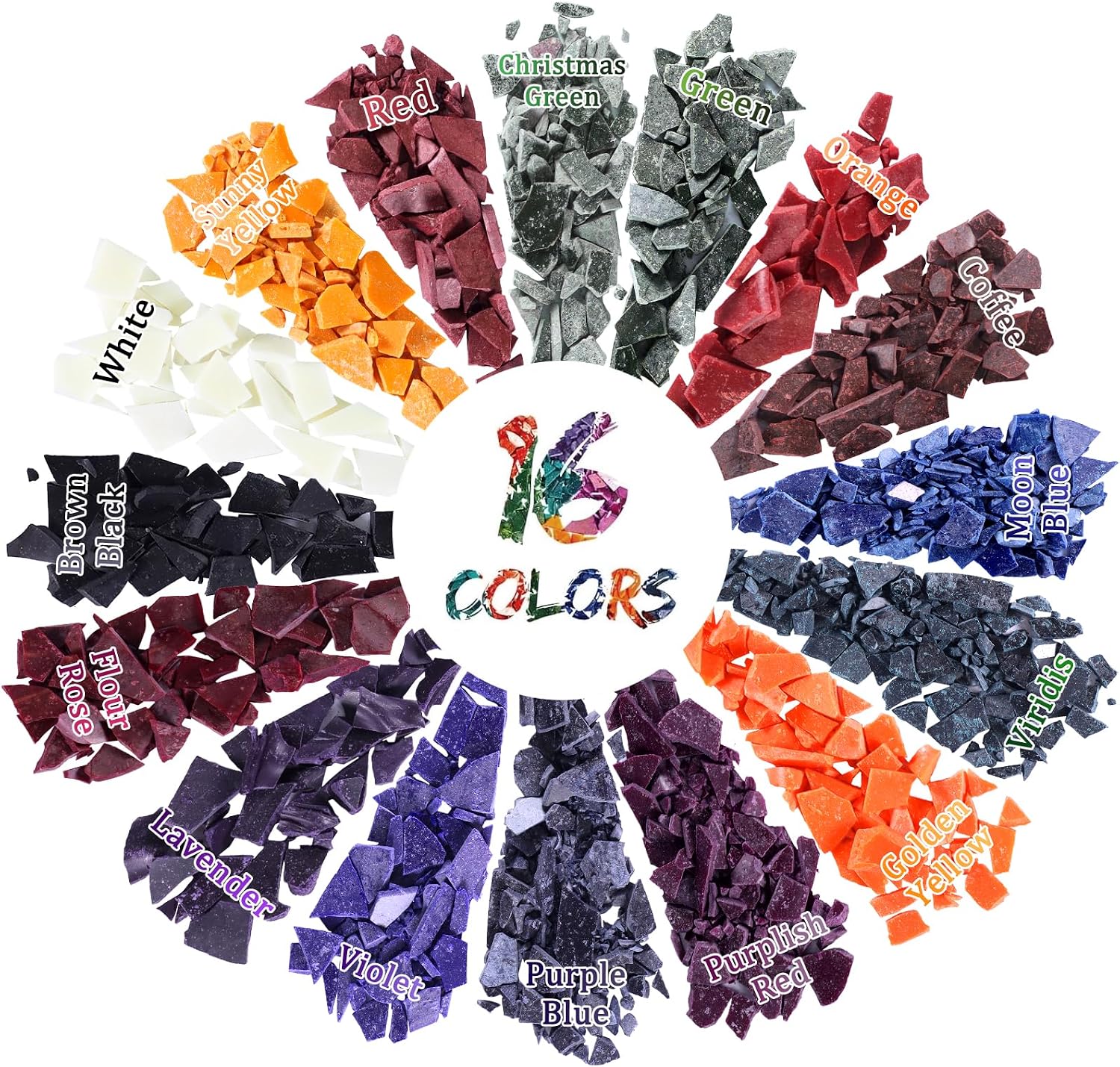 Renfio 16 Colors Candle Dye - 0.17oz/5g Each for Soy Wax, 54.4b Wax Making Accessories - Highly Concentrated Coloring Chips for Candle Making Supplies