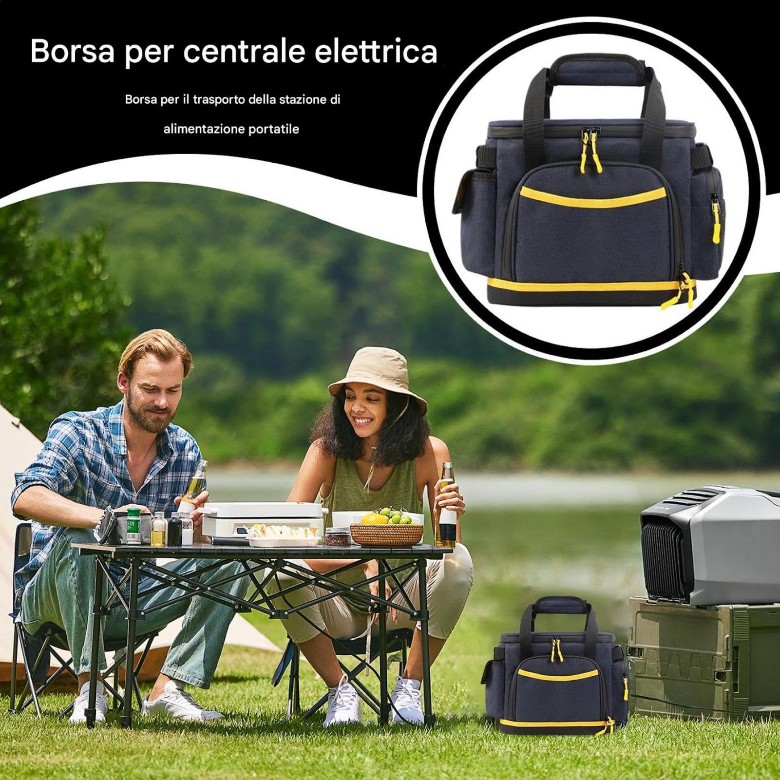Borsa Portatile per Power Station Antistatico E Antiurto Con Tasche | Custodia Impermeabile Per Cavi Di Ricarica Organizer Portatile Porta In Tessuto Oxford Per Cavi Elettronici Da Viaggi