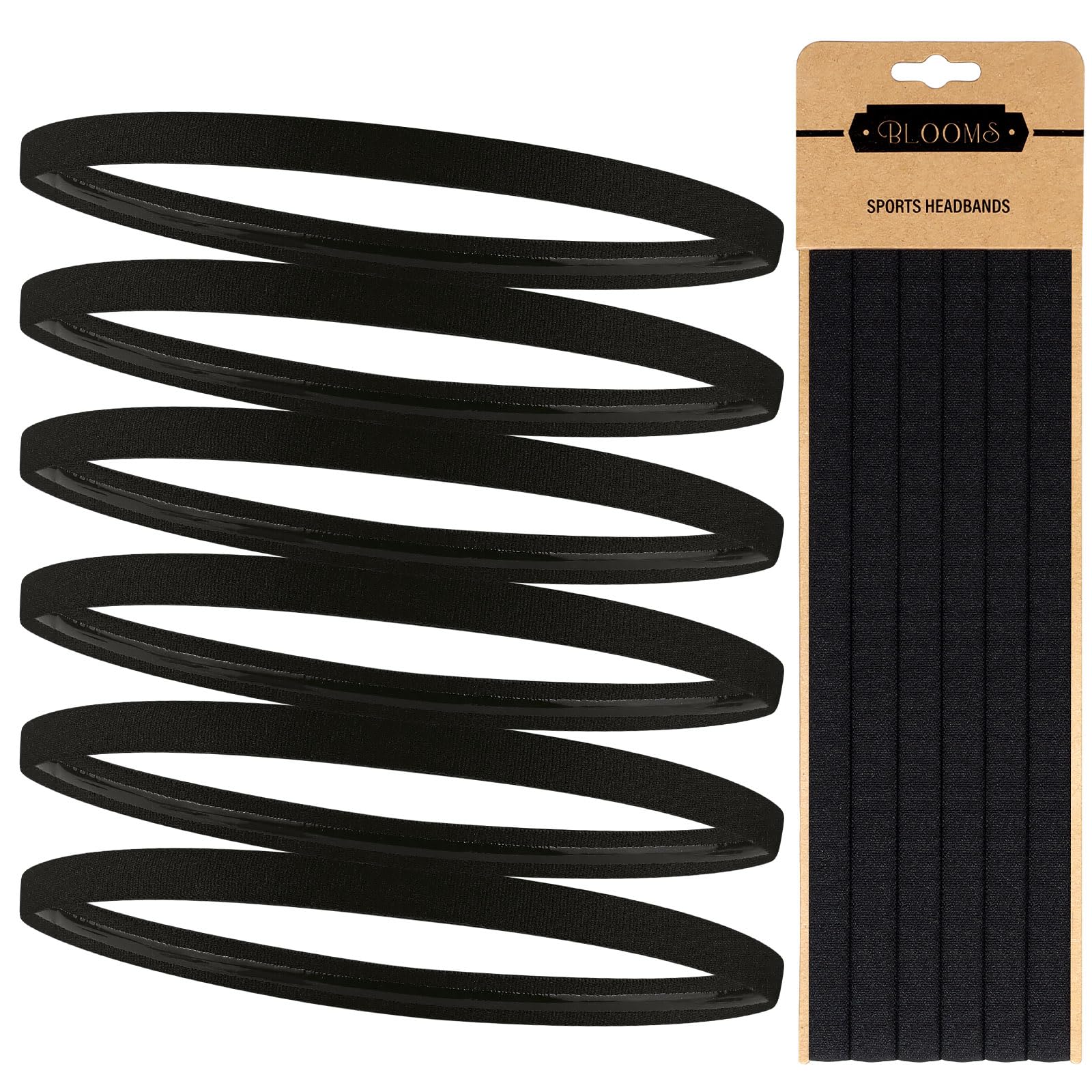 Blooms 6 Pezzi Fascia Capelli Sportiva - Fascetta Capelli Uomo Antiscivolo Sottile Cerchietto Elastico Sport per Yoga, Calcio, Basket, Fare Jogging, Tennis
