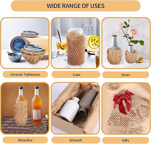 Miniatura 6 de Papel de embalaje de panal de abeja, rollo de papel de envoltura de burbujas de panal de abeja de 15 x 200 pies para envíos en movimiento,