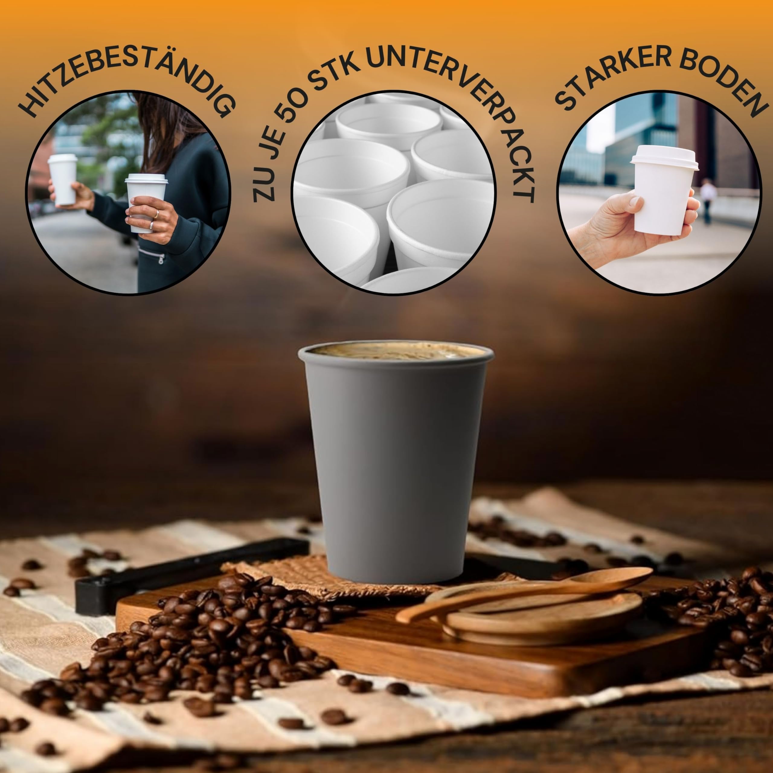 LogiPack 200 Stück Pappbecher 250ml / 8 oz Ø 80 mm Weiß - Bio Einwegbecher plastikfrei - Kaffeebecher Nachhaltig & Recycelbar - Für Kaffee, Smoothies, und mehr