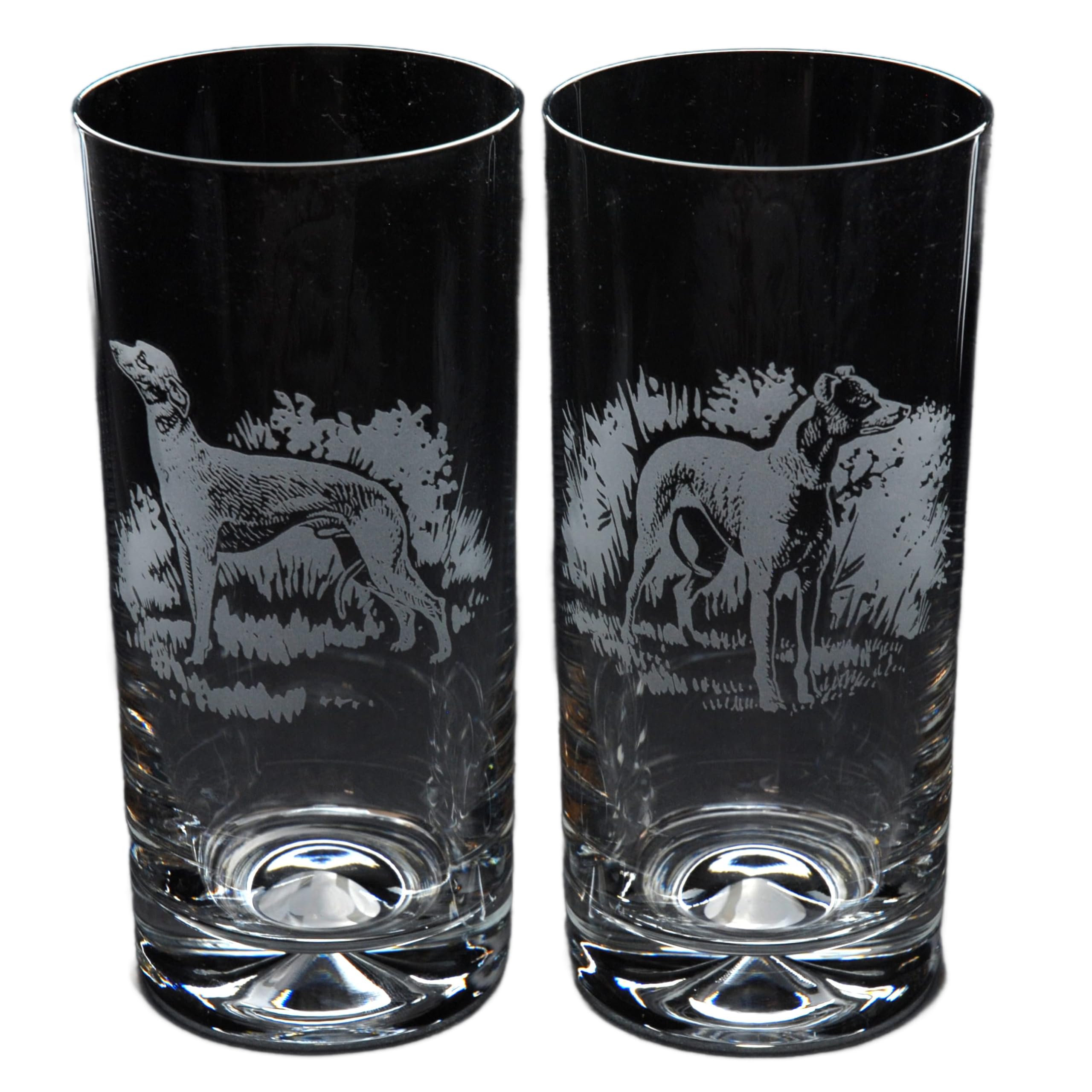 GLYPTIC Glass Art Whippet Dog Placement Hand Etched/Engraved Highball Glass