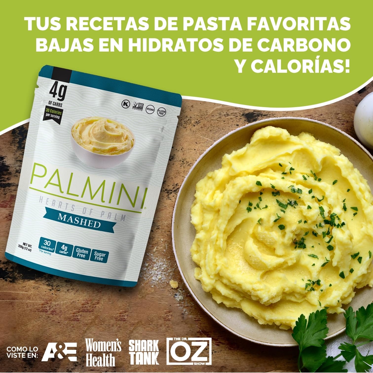 PALMINI Puré - Palmito – Bajo en calorías – Bajo en carbohidratos – Keto - Vegano – Libre de OGM – Libre de Gluten – Sin azúcar – 338g | (Pack de 6 unidades)