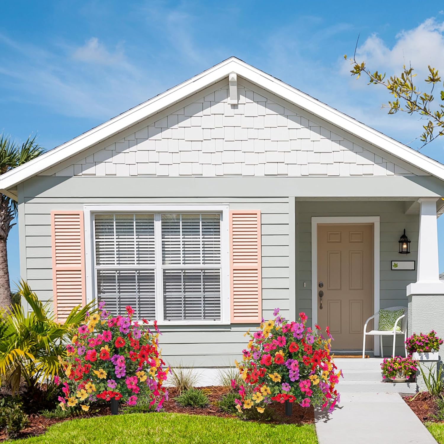 24 Inch Artificial Flower Stake Outdoor Decor - Multi-Color Garden Stakes for Yard & Lawn, No Fade Heavy Duty Plastic, All Season Decoration (Mixed Color) - Image 5