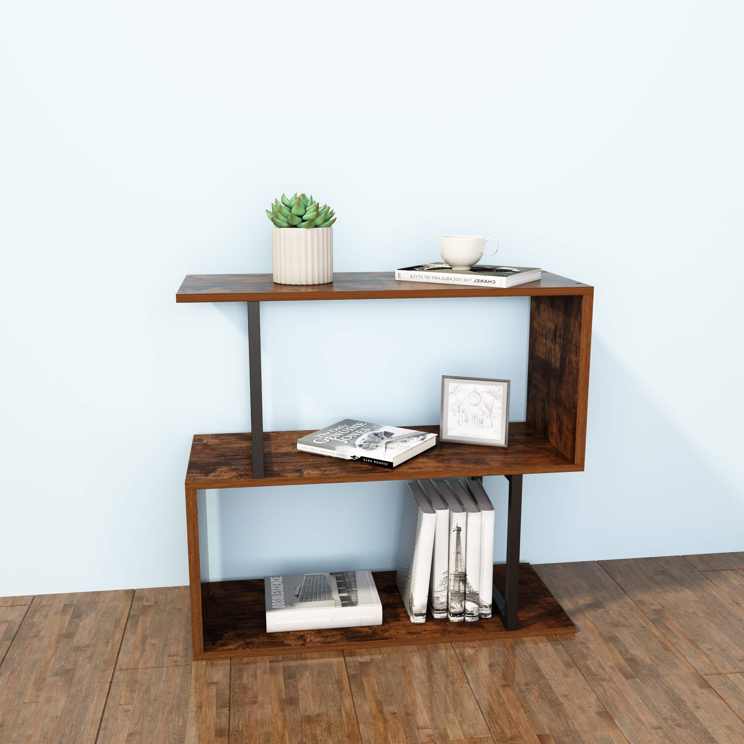 Buy SIMPDIY Bookshelf Rack,2Tier Industrial Bookcase, Easyassembly