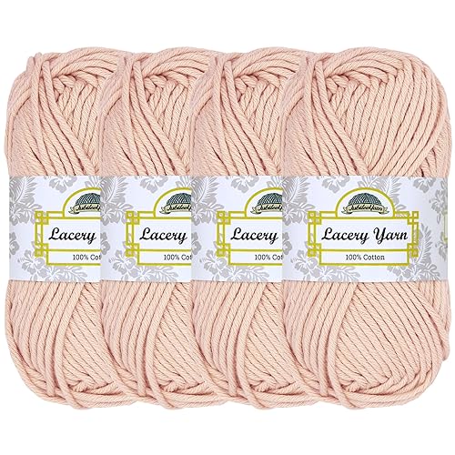 JubileeYarn Lacery Yarn - 100g/Skein Chunky Cotton - Blushed Peach - 4 Skeins - 4 Skeins - 104 Blushed Peach