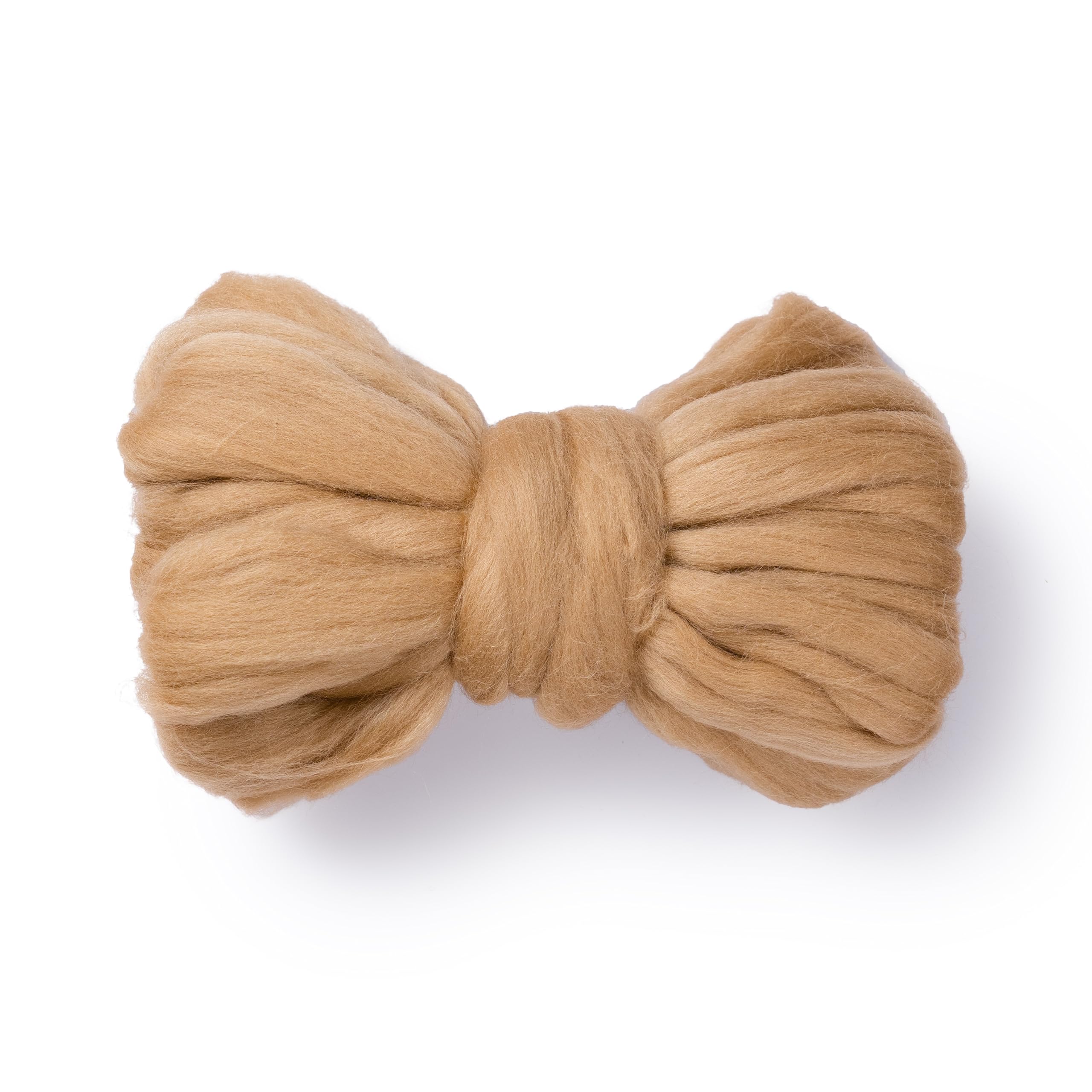 Kondoos Natural Wool roving, 2 OZ. Best Wool for Needle Felting and Wet Felting, handcrafts and DIY Spinning Projects, Wool Felting Supplies. Dyed Colors. (Beige, 2 oz)