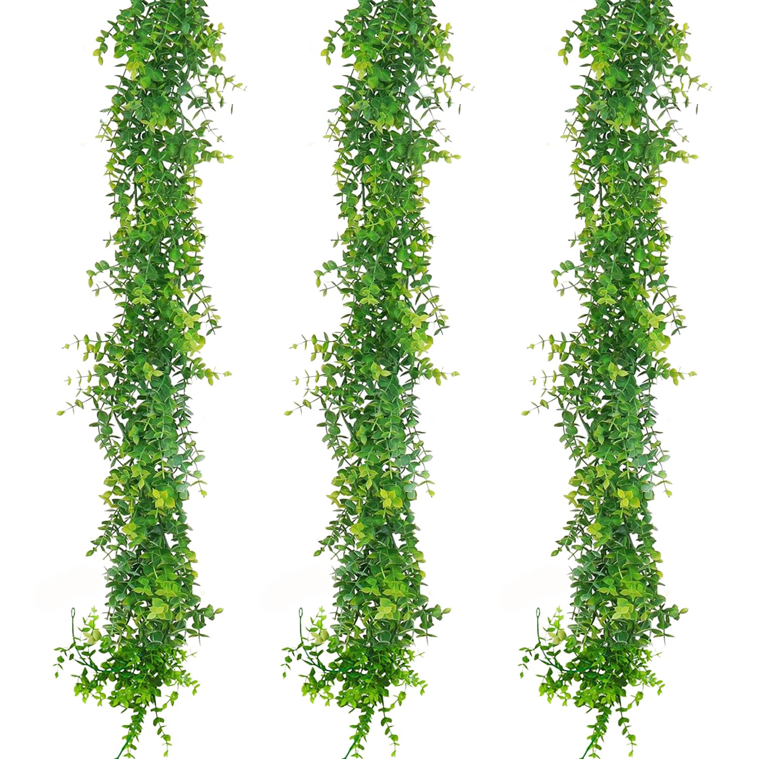 LOSYHU3 Pack Faux Eucalyptus Garland Plant 5.9Ft/Strand Artificial Vines Hanging Eucalyptus Leaves Greenery Garland for Table Wall, Christmas, Wedding Party Decor, Green