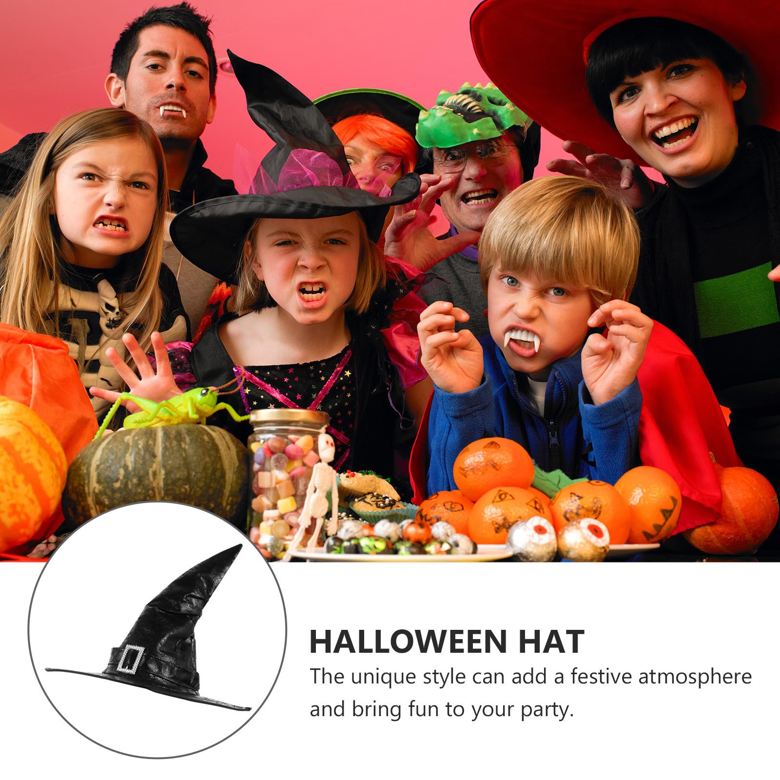 Abaodam 5 Pezzi Cappello da Strega Nero in Cuoio Resistente e Confortevole per Costume di Halloween Accessori Eleganti per Feste e Carnevali Atmosfera Festiva
