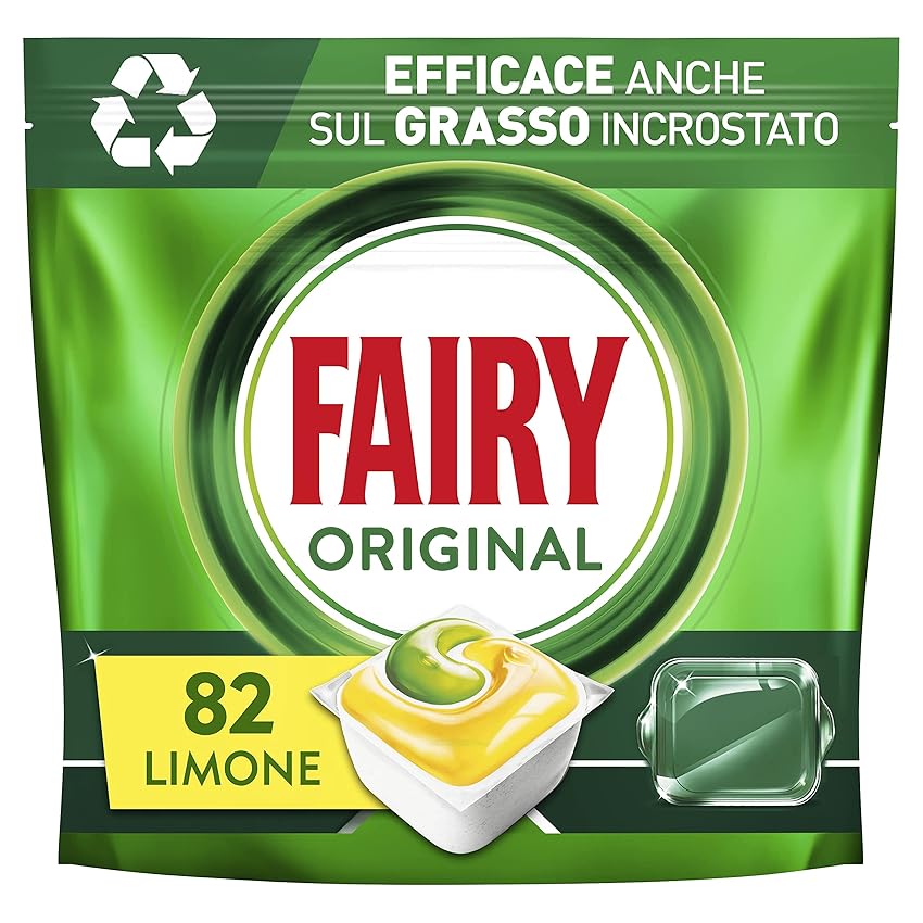 Immagine del prodotto Fairy Detersivo Pastiglie Lavastoviglie Brillantante, 82 Capsule Lavastoviglie, Original Limone, Azione Pulente Al Primo Lavaggio, Efficace Sul Grasso Incrostato Con Azione Brillante