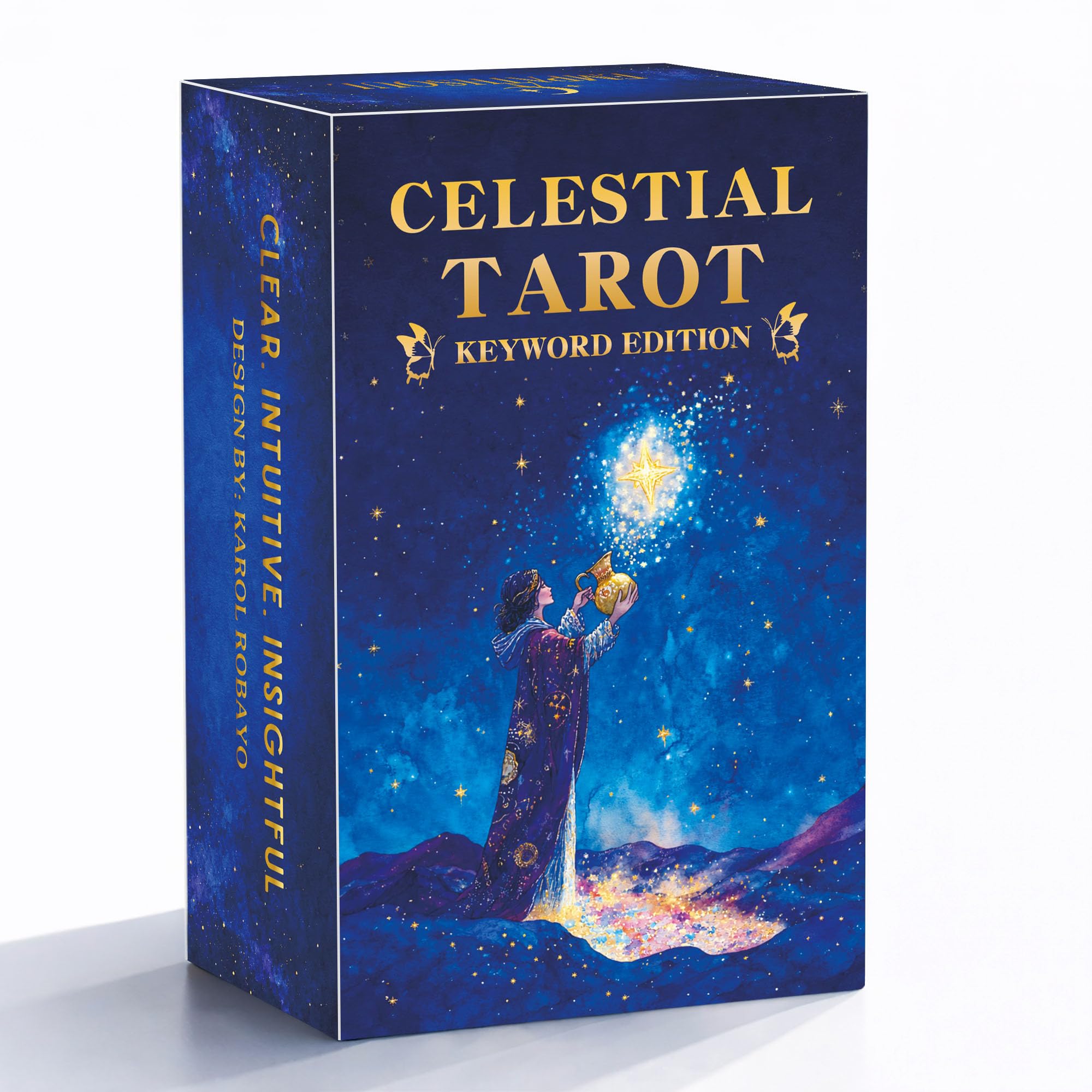 DPEHAKMK Tarot Cards with Keywords, 78 Modern Starry Sky Card Tarot Deck for Beginners, Easy to Read Tarot Cards with Meanings, Divination and Spiritual Divination Tool