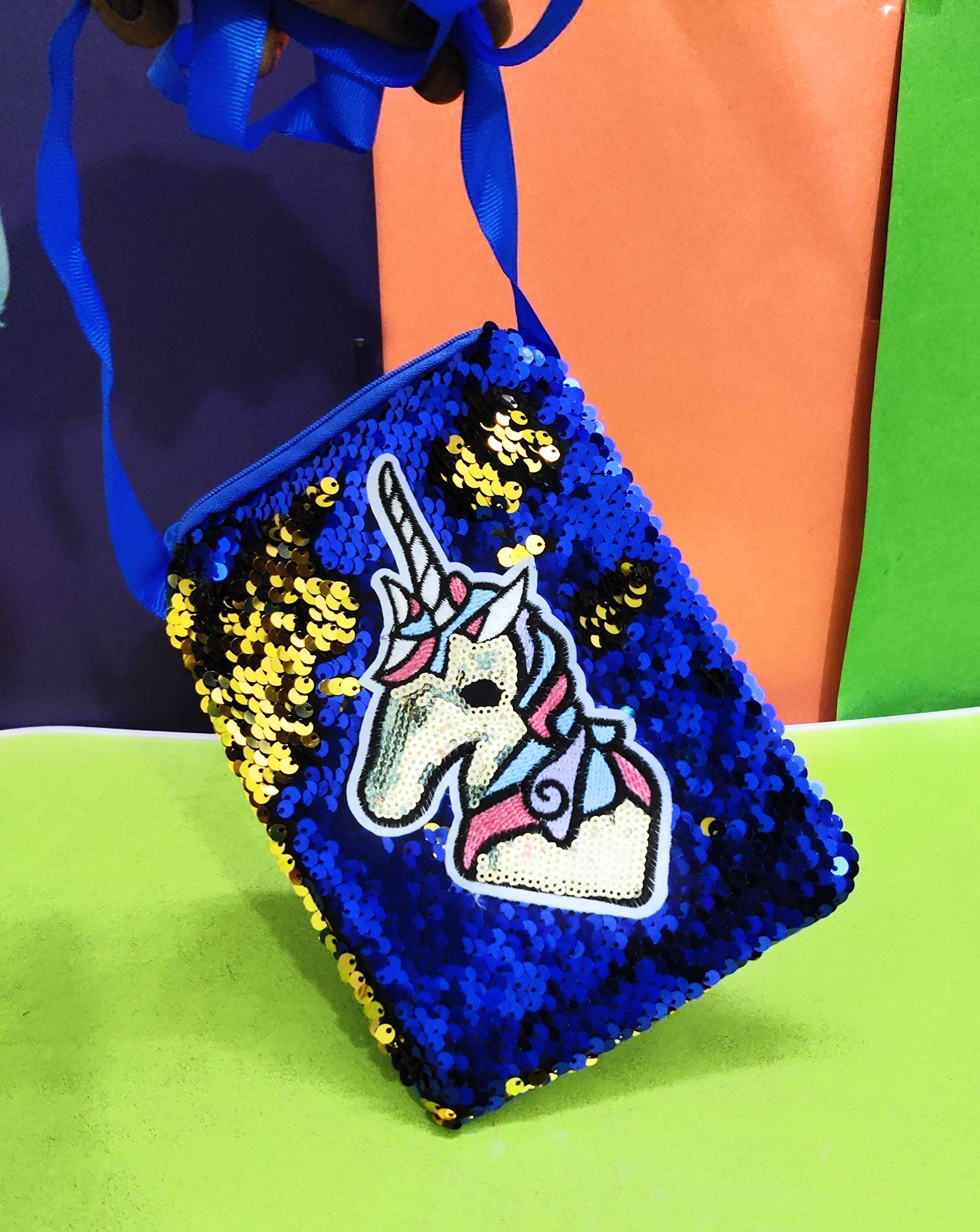 Funky Unicorn reversible sequence shoulder sling bag for kids/Gifting option for unicorn lover/Party birthday sling (Pack - 1 Assorted colour)