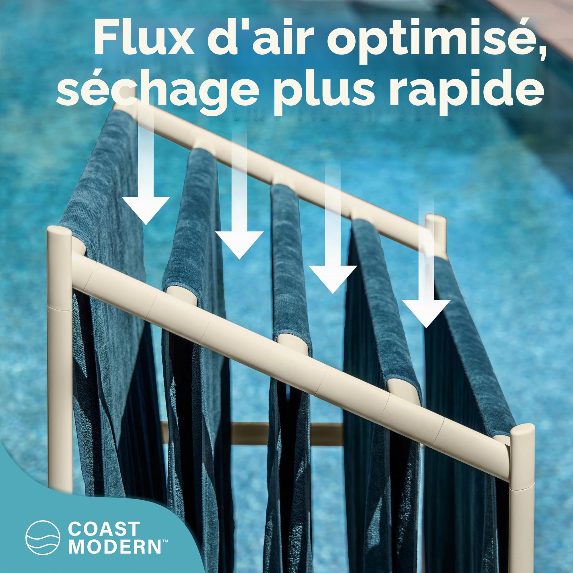 Coast Porte-Serviettes de Piscine Moderne – 5 Serviettes de Plage en PVC pour l'extérieur et l'intérieur – Sable