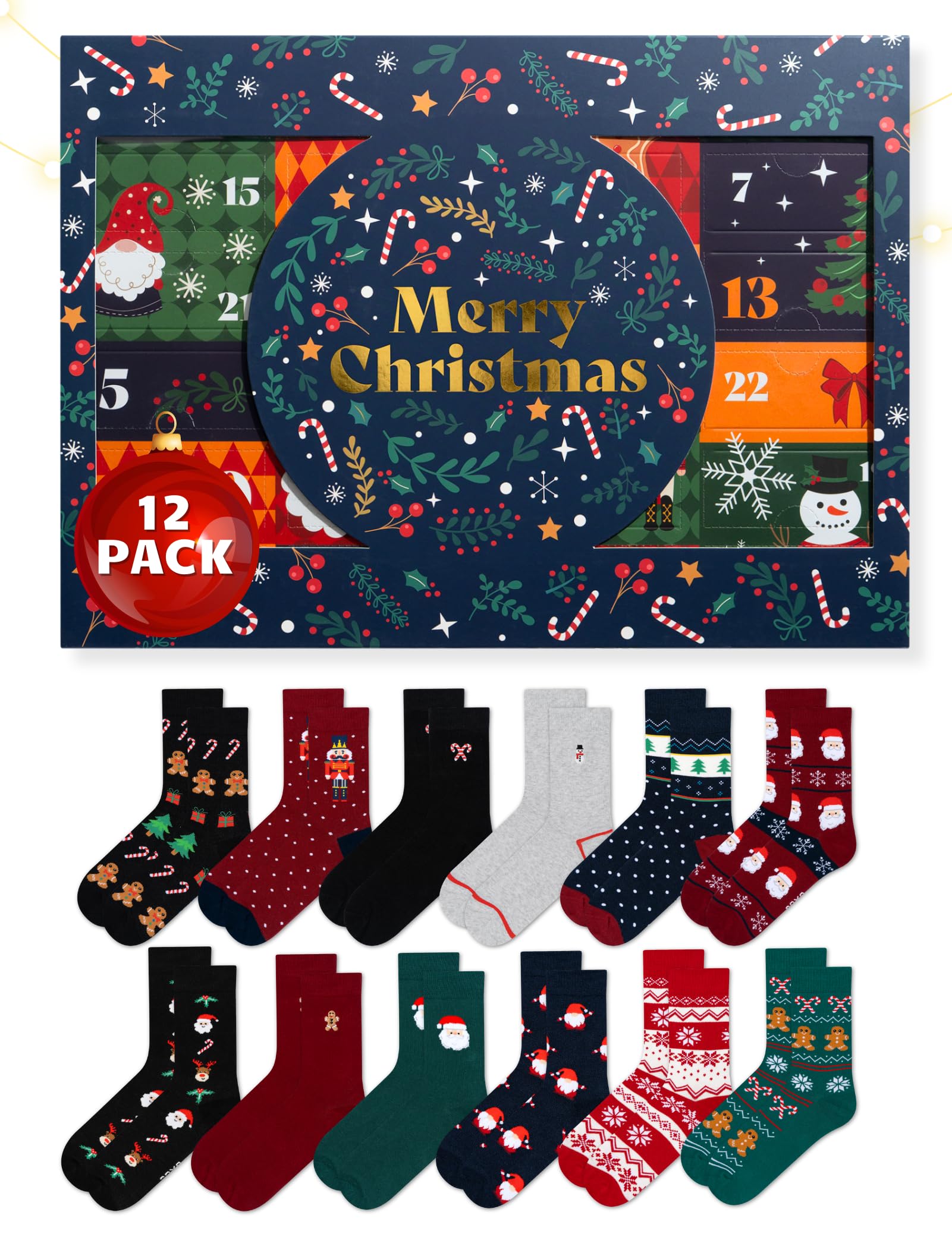 soxo Calendario Dell'avvento - Regalo Natale - Calze Uomo & Donna 35-45