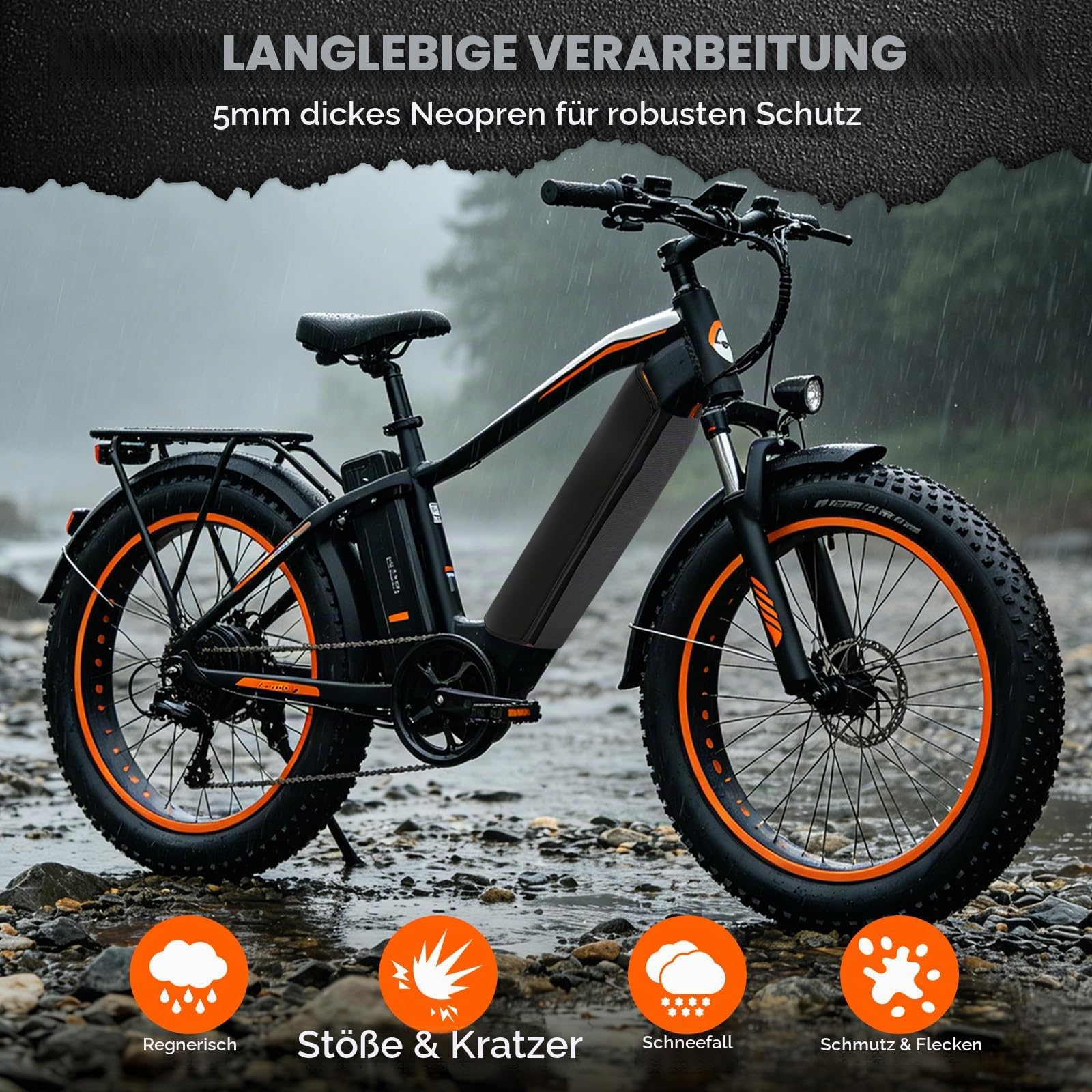E-Bike Transportschutz Set 5-teilig, Akku Schutzhülle, Motor Abdeckung, Lenkerhülle & 2 Pedalschoner, Wasserdichte Fahrrad Schutzhülle für Fahrradträger - Schützt vor Regen, Kälte & Schmutz