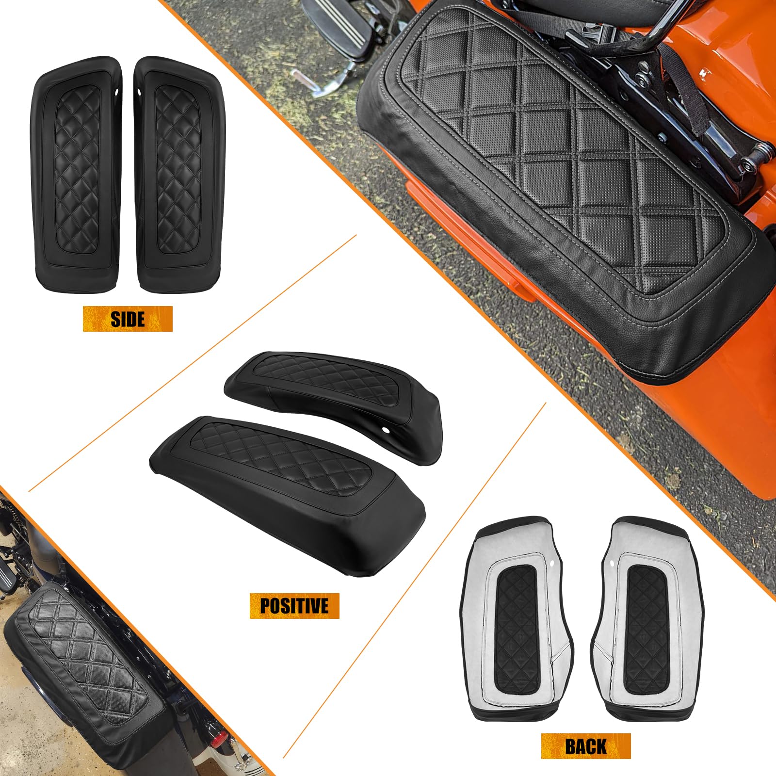 Copri Borse Laterali In Microfibra Per Harley Touring 2014-2022 – Con Cuciture A Diamante, Colore Blu, Per Road King, Street Glide, Electra Glide, Road Glide, Bagger - 2