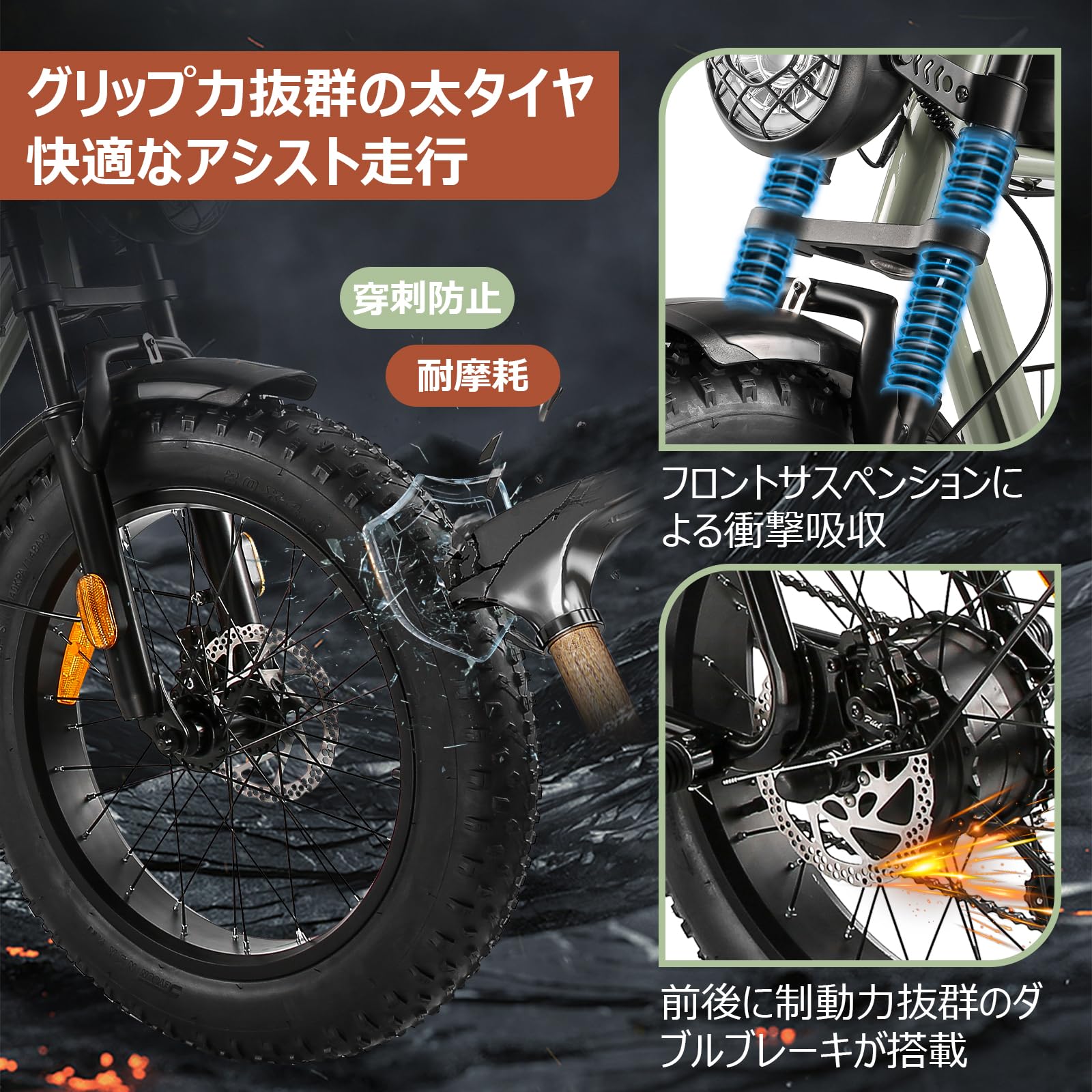 Amazon.co.jp: 自転車 高炭素鋼フレーム 20インチ 極太タイヤ ファット