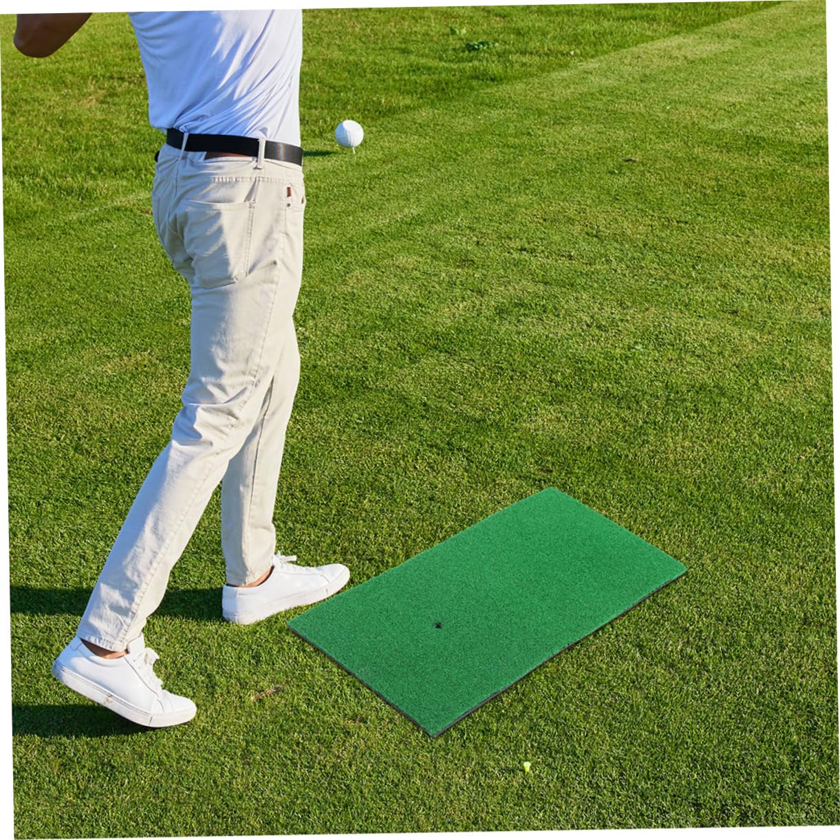 GOOHOCHY Golf Practice Mat Set 2 Pcs Golf Hitting Pad Putting Green for Indoor/Outdoor Use